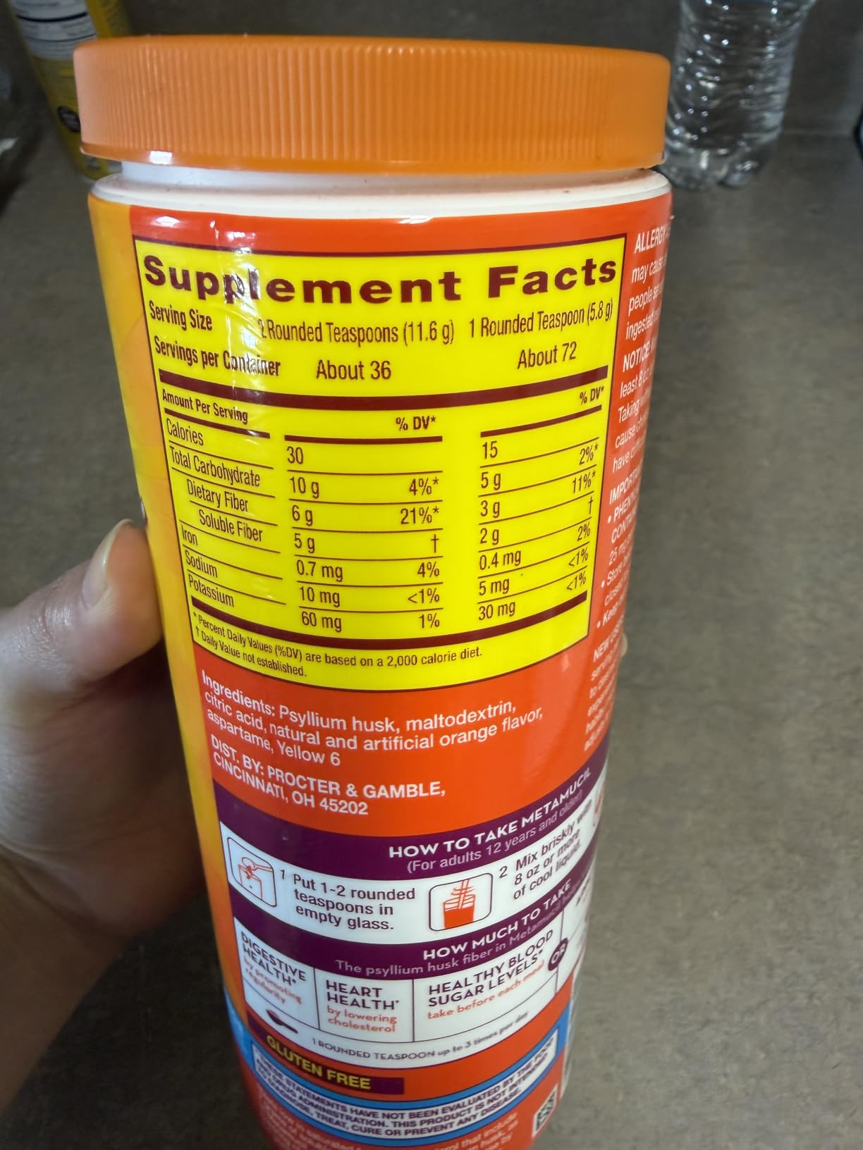 Metamucil 4-in-1 Psyllium Husk GLP-1 Friendly Fiber Supplement, Sugar-Free, 72 teaspoons, Orange Flavored, Daily Fiber Powder for Digestive Health, made with Plant-Based Psyllium Husk Fiber customer photo 2