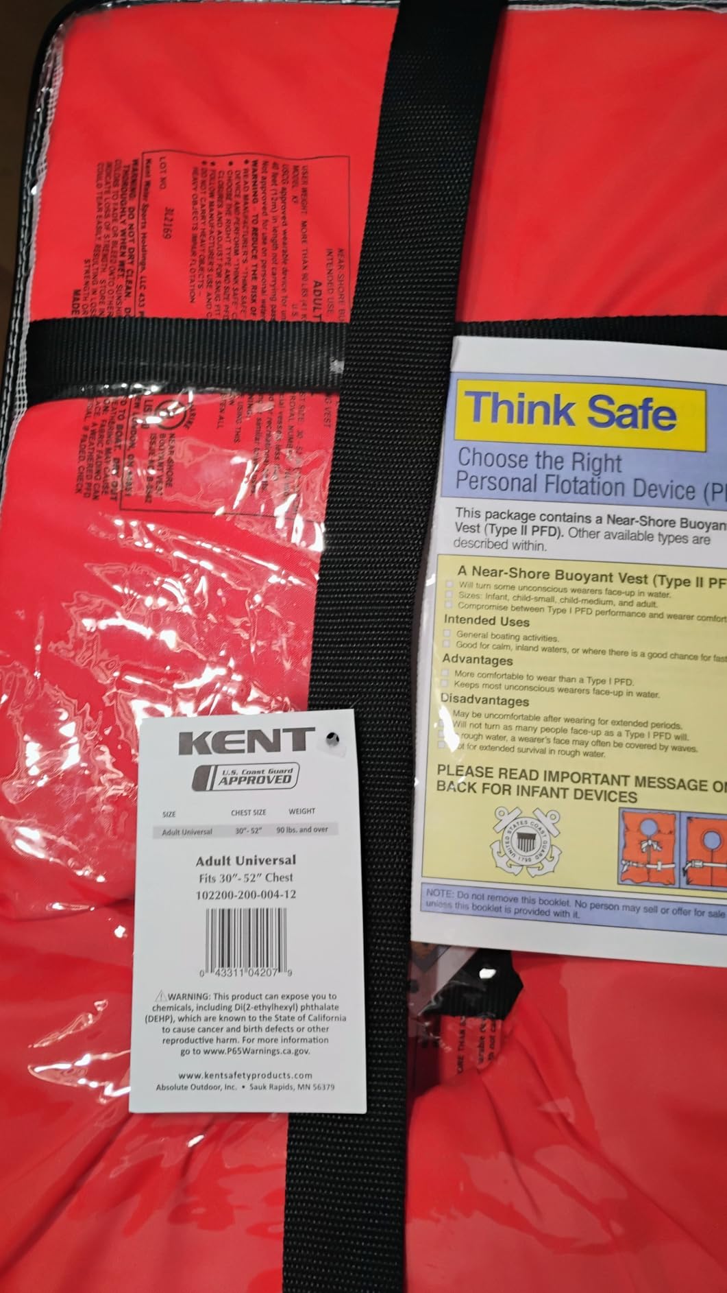Absolute Outdoor Kent Clear Storage Bag with Type II Life Jackets, 4 Each (Adult, Orange) customer photo 2