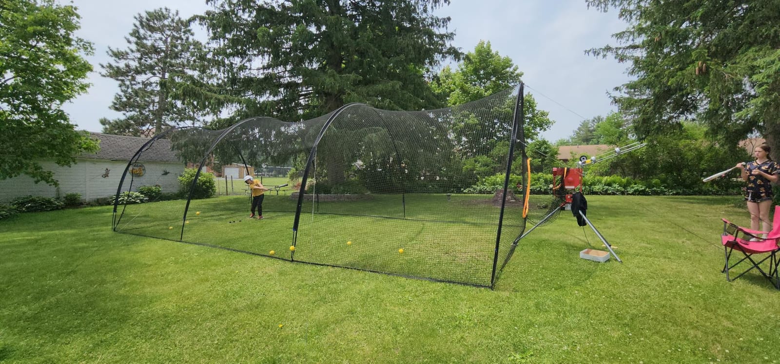 HEATER Sports PowerAlley Baseball & Softball Batting Cage Net & Frame - Heavy-Duty Net with Built-in Pitching Machine Harness for Safety (Machine Not Included) | Ideal for Batting Practice & Training customer photo 2