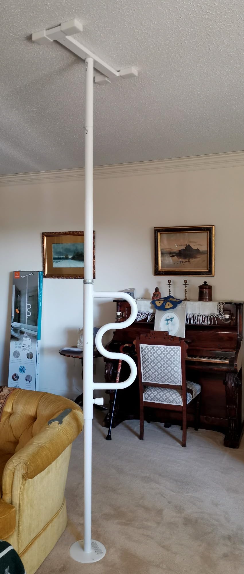 Stander Wonder Pole, Security-Pole and Curve Grab Bar, Tension Mounted Floor to Ceiling Transfer-Pole for Seniors, Elderly Adults, Bathroom Safety Assist and Stability Rail, White customer photo 2