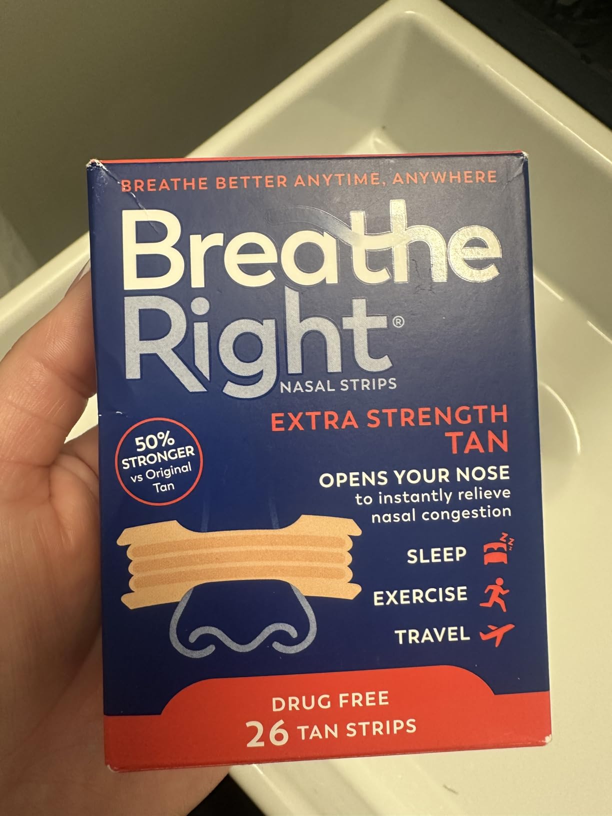 Breathe Right Nasal Strips, Relieves Nasal Congestion, Extra Strength, Tan customer photo 1