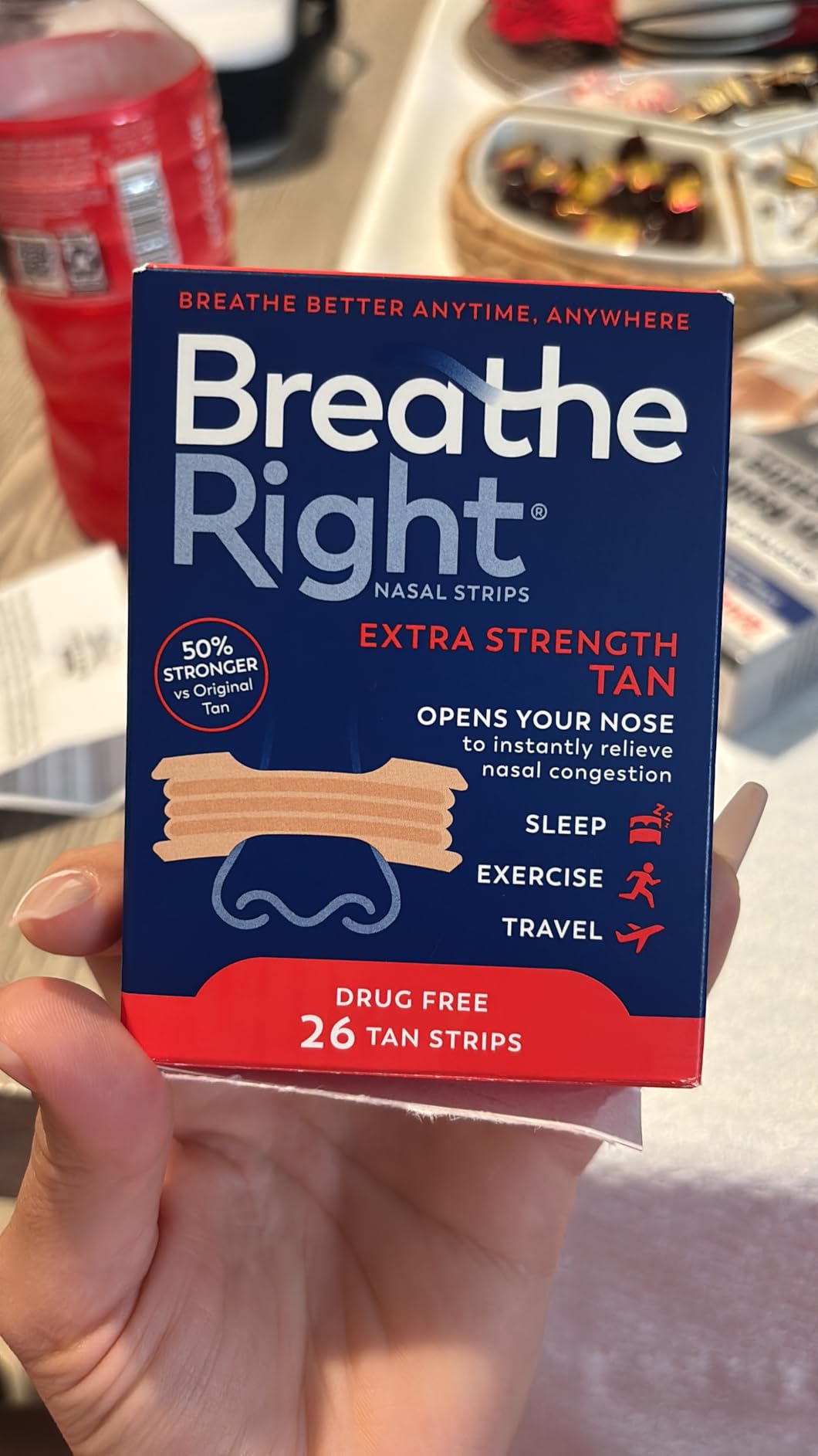 Breathe Right Nasal Strips, Relieves Nasal Congestion, Extra Strength, Tan customer photo 2