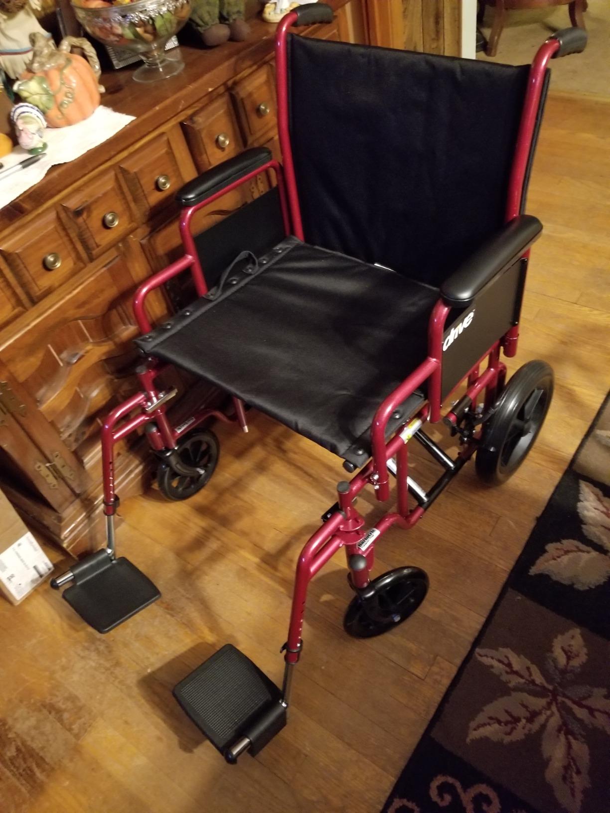 Drive Medical BTR22-R Bariatric Heavy-Duty Transport Wheelchair, Red | Bariatric Transport Wheelchair Features Reinforced Steel Construction and Easy-Fold Design for Smooth, Reliable Rides customer photo 2