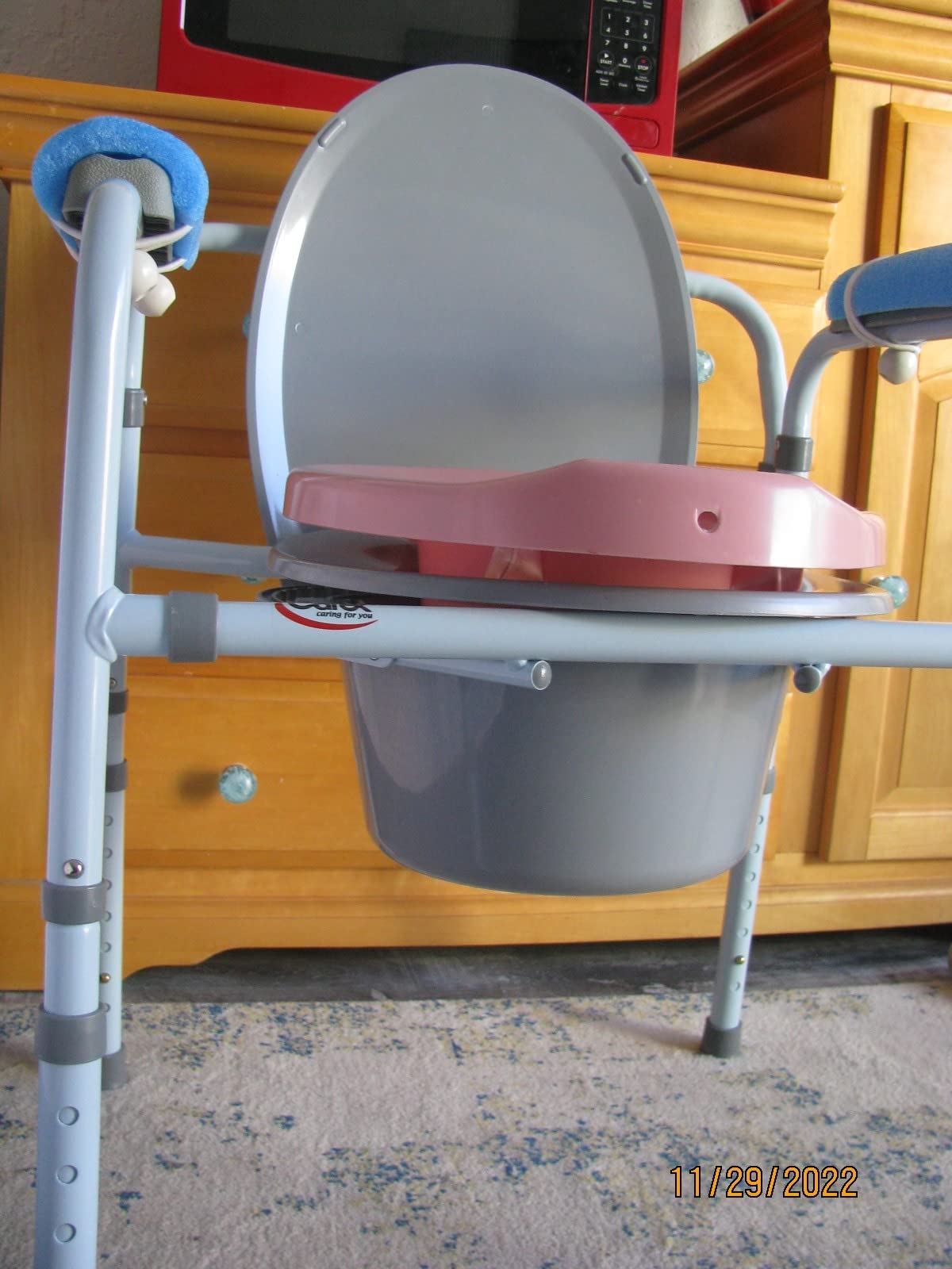 Carex 3-in-1 Folding Bedside Commode and Raised Toilet Seat, Portable Toilet Supports Up to 300lbs customer photo 1