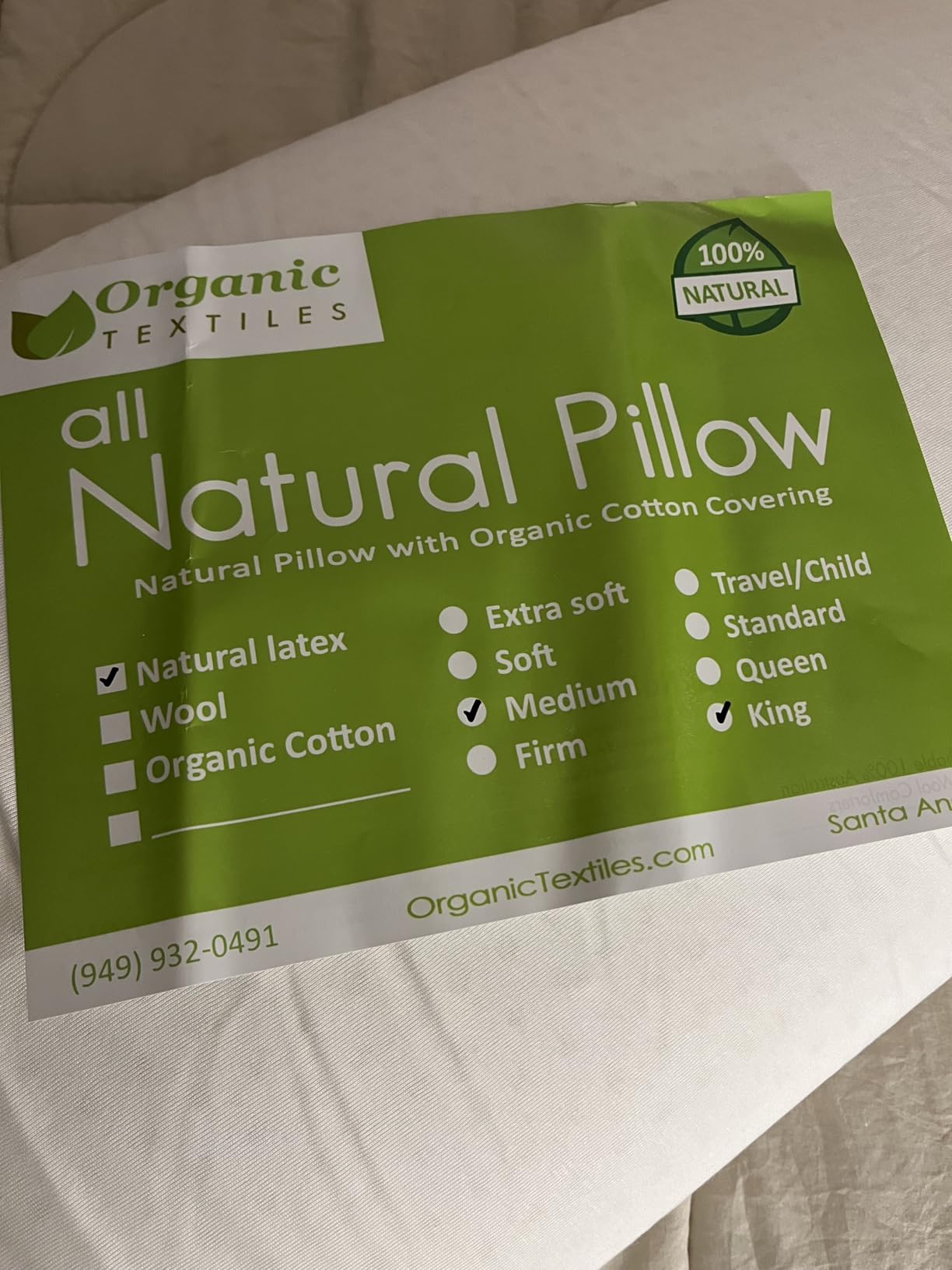 ORGANIC TEXTILES Natural Latex Bed Pillow with GOTS Certified Organic Cotton Cover - (Queen, Medium) - Pack of 1 customer photo 2
