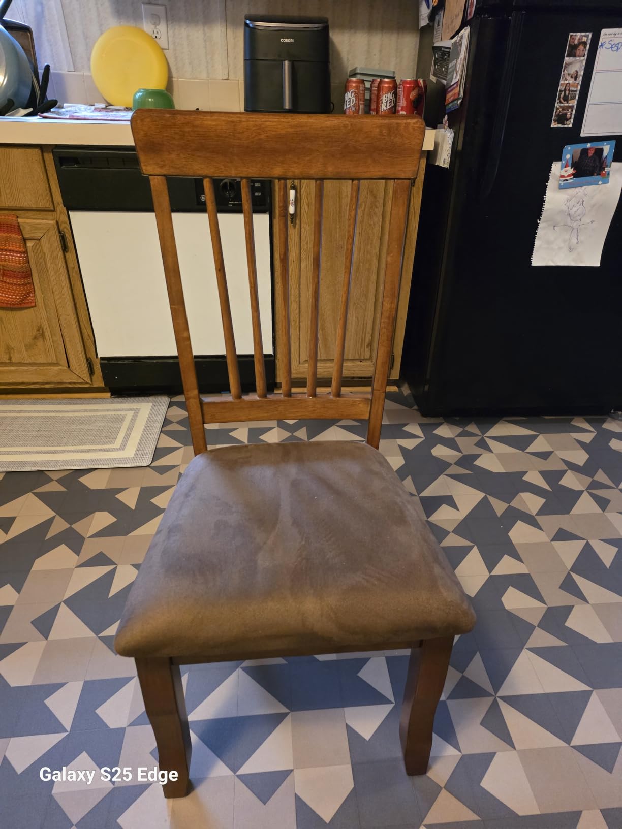 Signature Design by Ashley Berringer Wood Dining Chairs Set of 2, Brown | Rustic brown finish, Cushioned microfiber seat, Spindle back, 250 lb capacity, Spot clean fabric customer photo 2