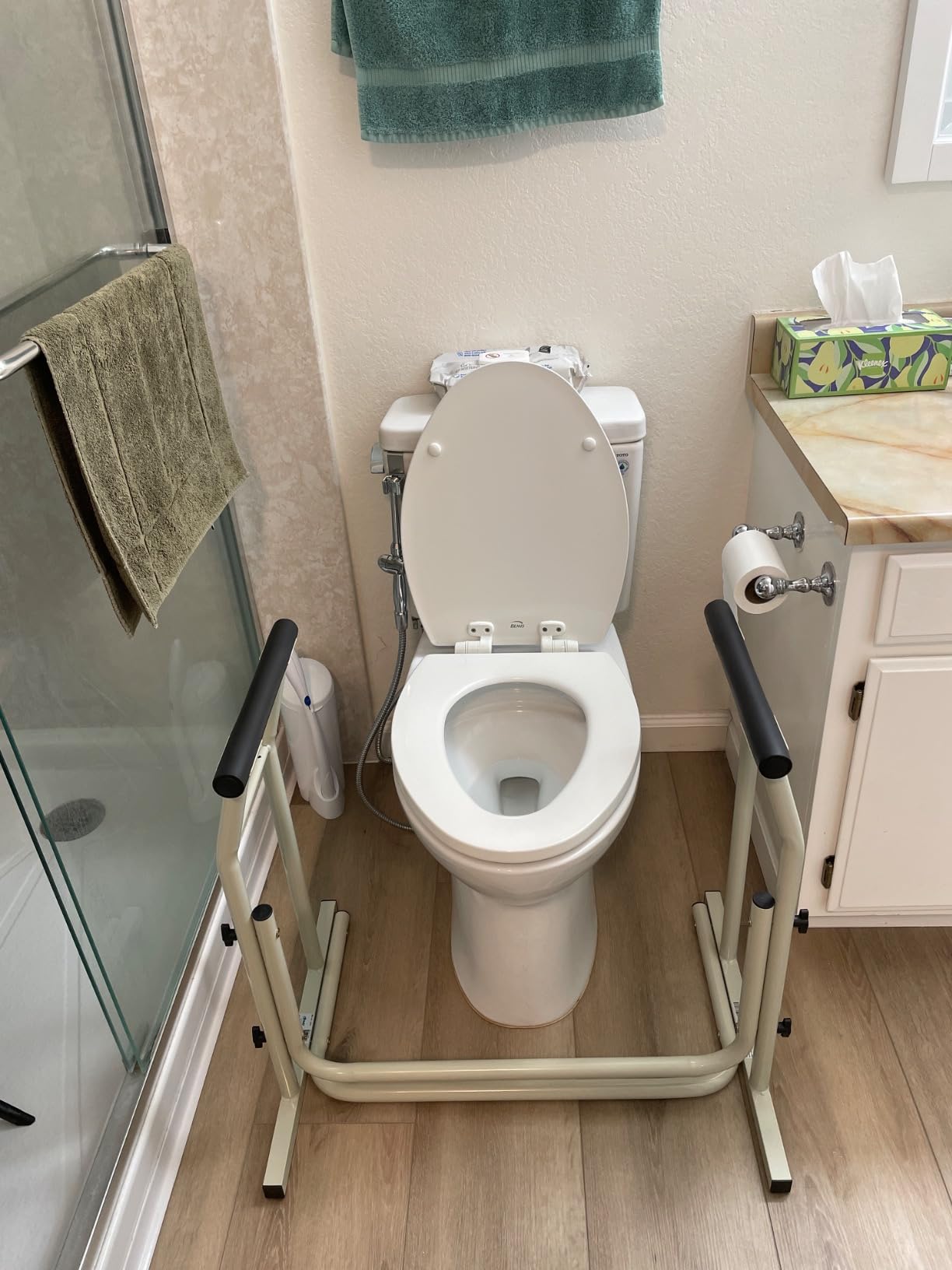 Drive Medical Freestanding Toilet Safety Frame Grab Bar Rail, White | Freestanding Design Supports Users Up to 300 Pounds with Sturdy Grab Bar for Added Toilet Stability customer photo 2