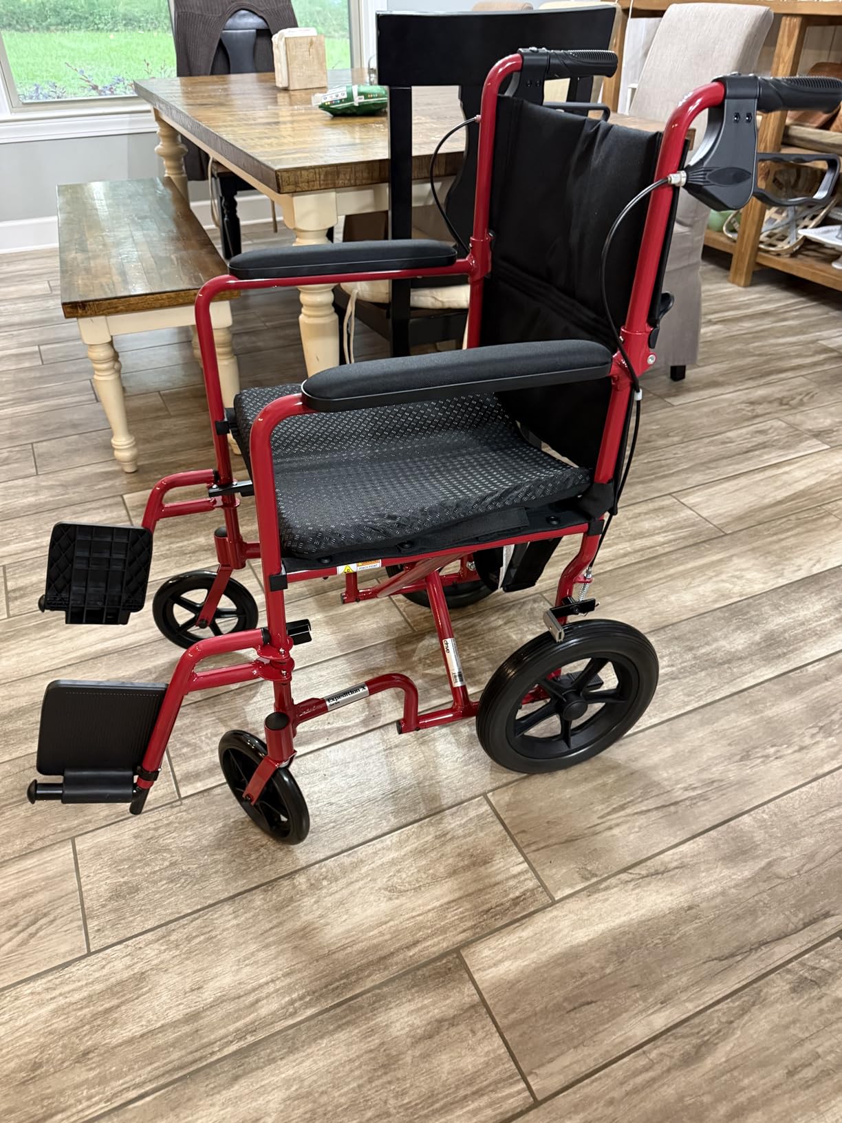 Lightweight Expedition Transport Wheelchair with Hand Brakes, Red | Transport Wheelchair Featuring Lightweight Expedition Frame with Hand Brakes for Safety customer photo 1