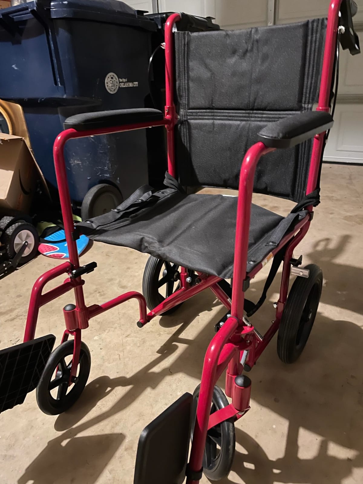 Drive Medical Lightweight Expedition Folding Transport Wheelchair, Blue | Folding Transport Wheelchair Features Hand Brakes, Large Rear Wheels customer photo 1