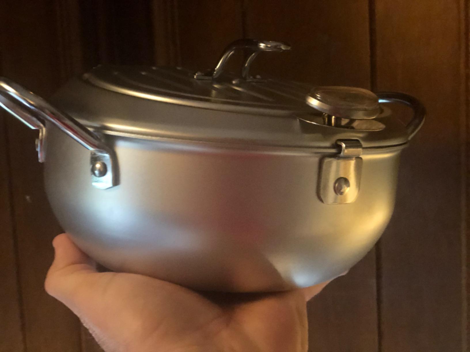 Yoshikawa SJ1025 Deep Frying Pot, Tempura Pot with Lid, Thermometer, 9.4 inches (24 cm), Gas Fire, Induction Compatible, Made in Japan customer photo 1