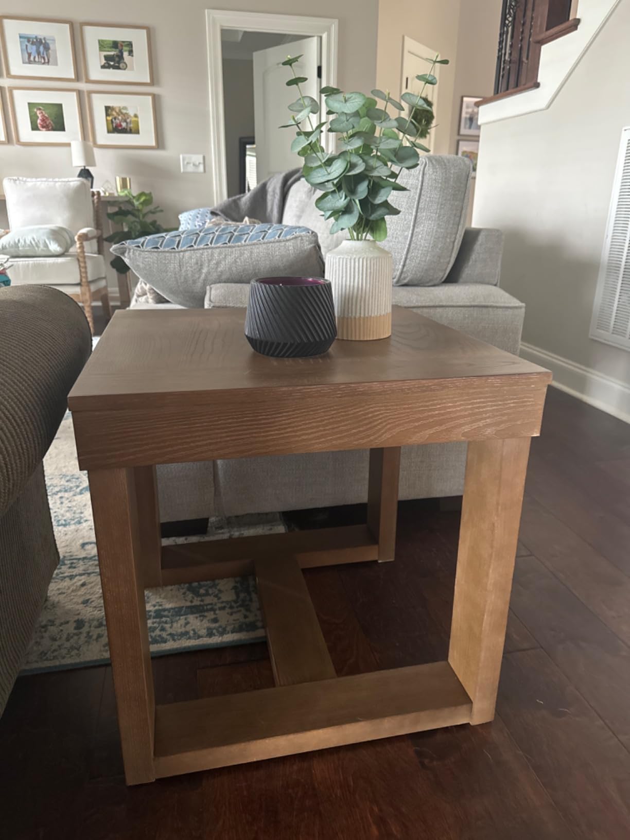 Signature Design by Ashley End Table, Oversized Square, Dark Brown | Watson Series Contemporary Sled Base customer photo 2