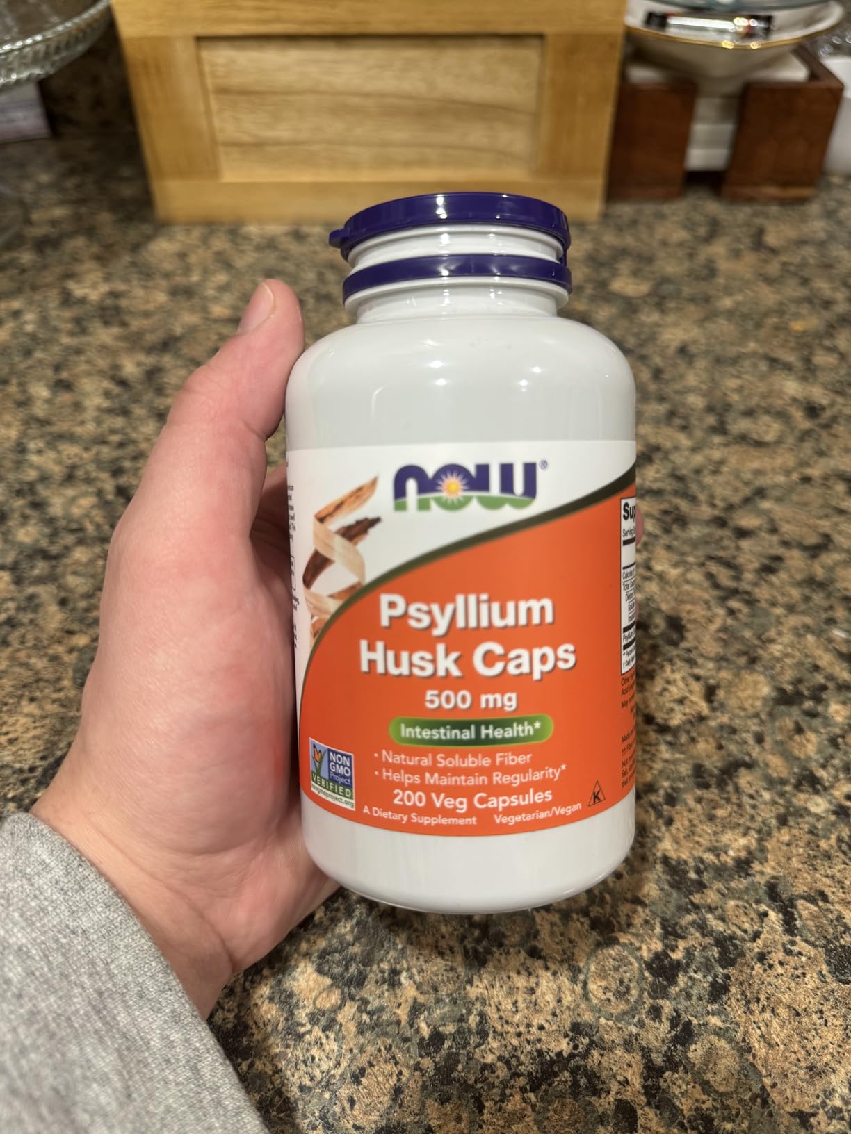 NOW Foods Supplements, Psyllium Husk Caps 500 mg, Non-GMO Project Verified, Natural Soluble Fiber, Intestinal Health*, 200 Veg Capsules customer photo 1