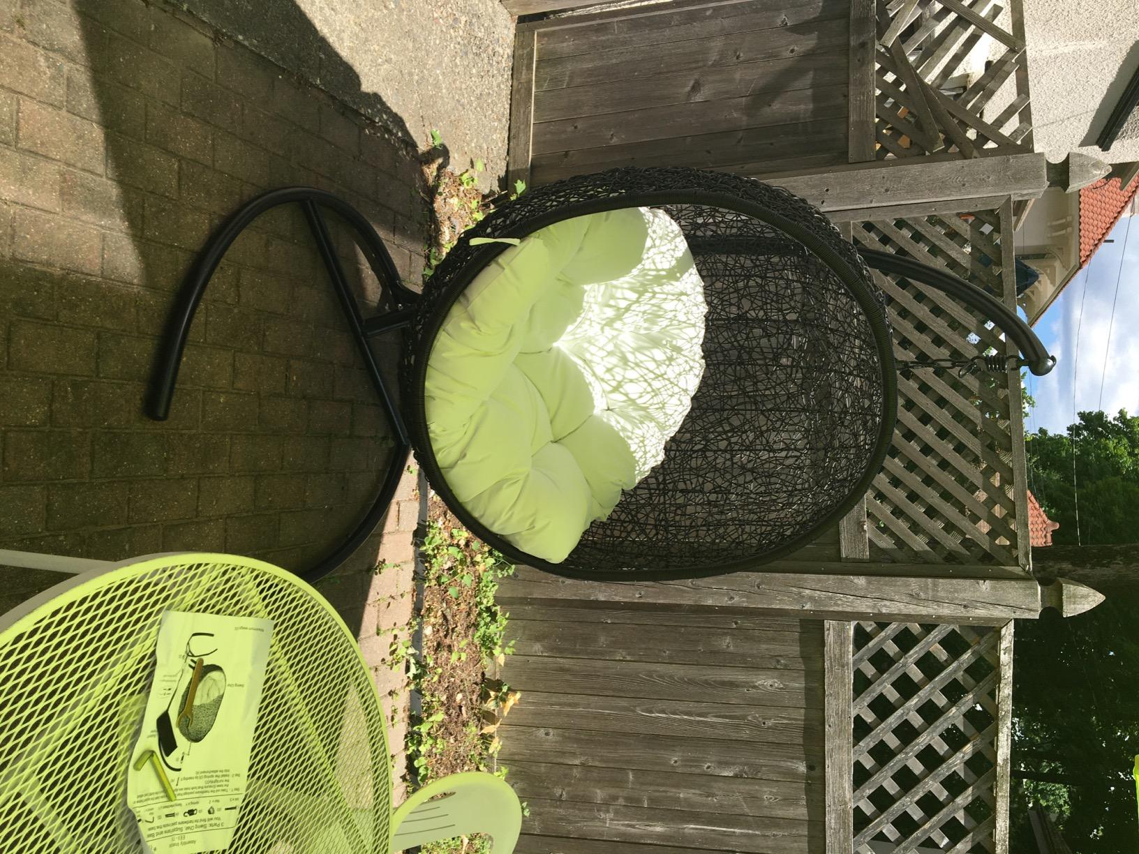 Modway Encase Wicker Rattan Outdoor Patio Porch Lounge Egg Swing Chair with Stand in White customer photo 2