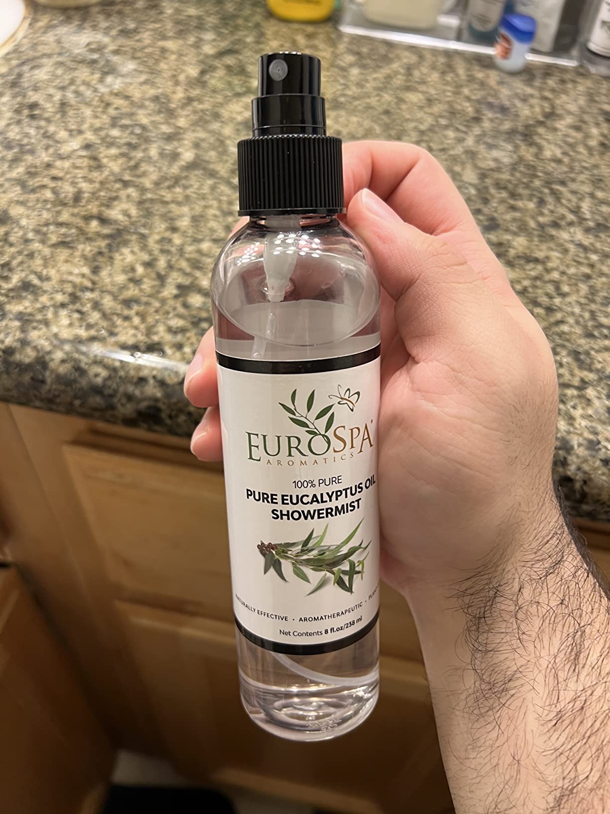 EuroSpa Aromatics Pure Eucalyptus Oil ShowerMist and Steam Room Spray, All-Natural Premium Aromatherapy Essential Oils - Pure Eucalyptus, 8oz customer photo 2