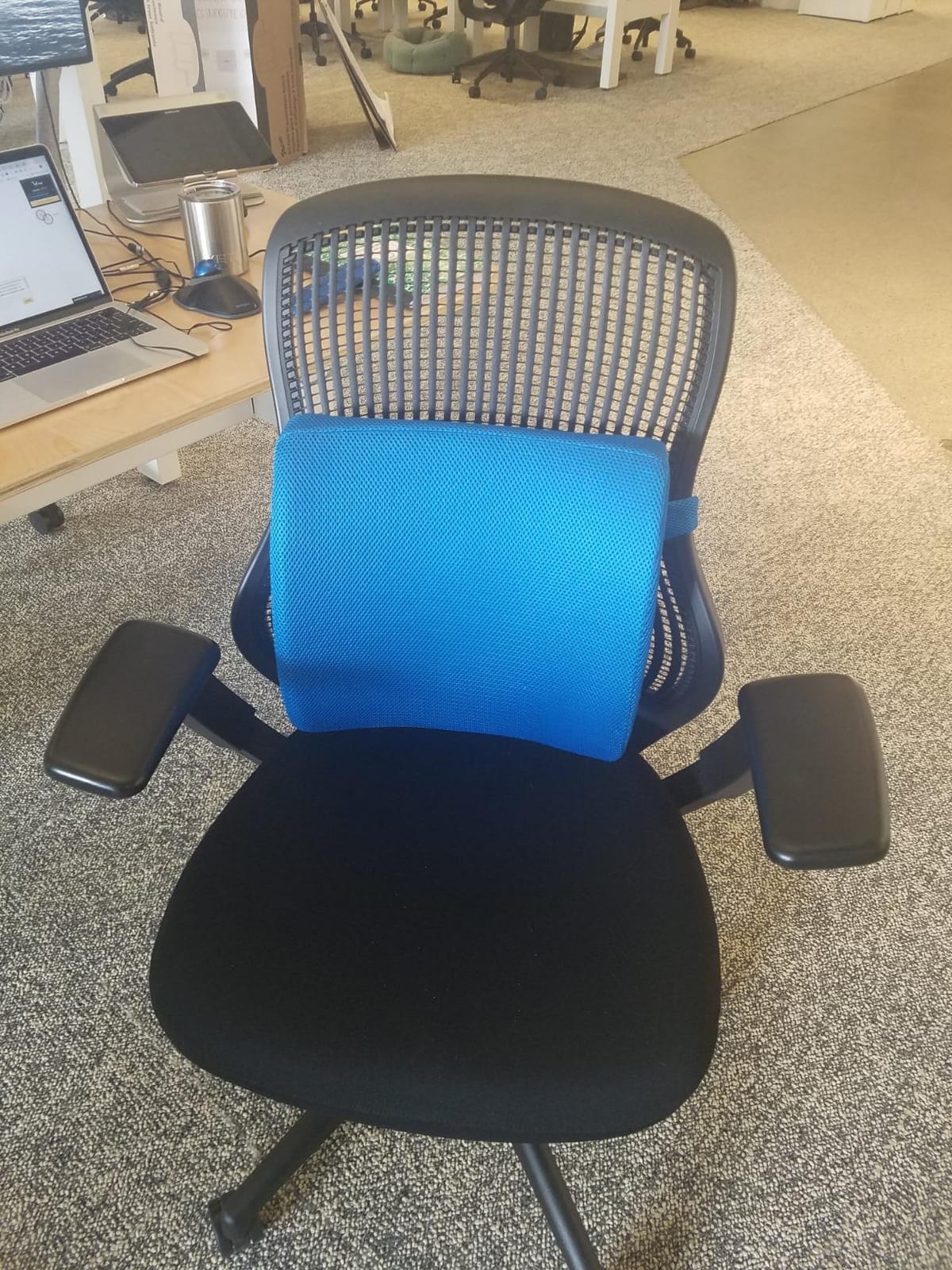 Lumbar Pillow for Chair and Car, Back Support for Office, Memory Foam Cushion with Mesh Cover - Black customer photo 1
