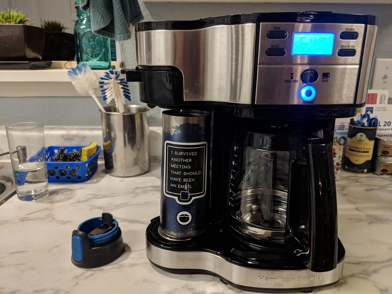 Hamilton Beach 2-Way Brewer Coffee Maker, Single-Serve and 12-Cup Pot, Black/Stainless Steel (49980A) customer photo 2