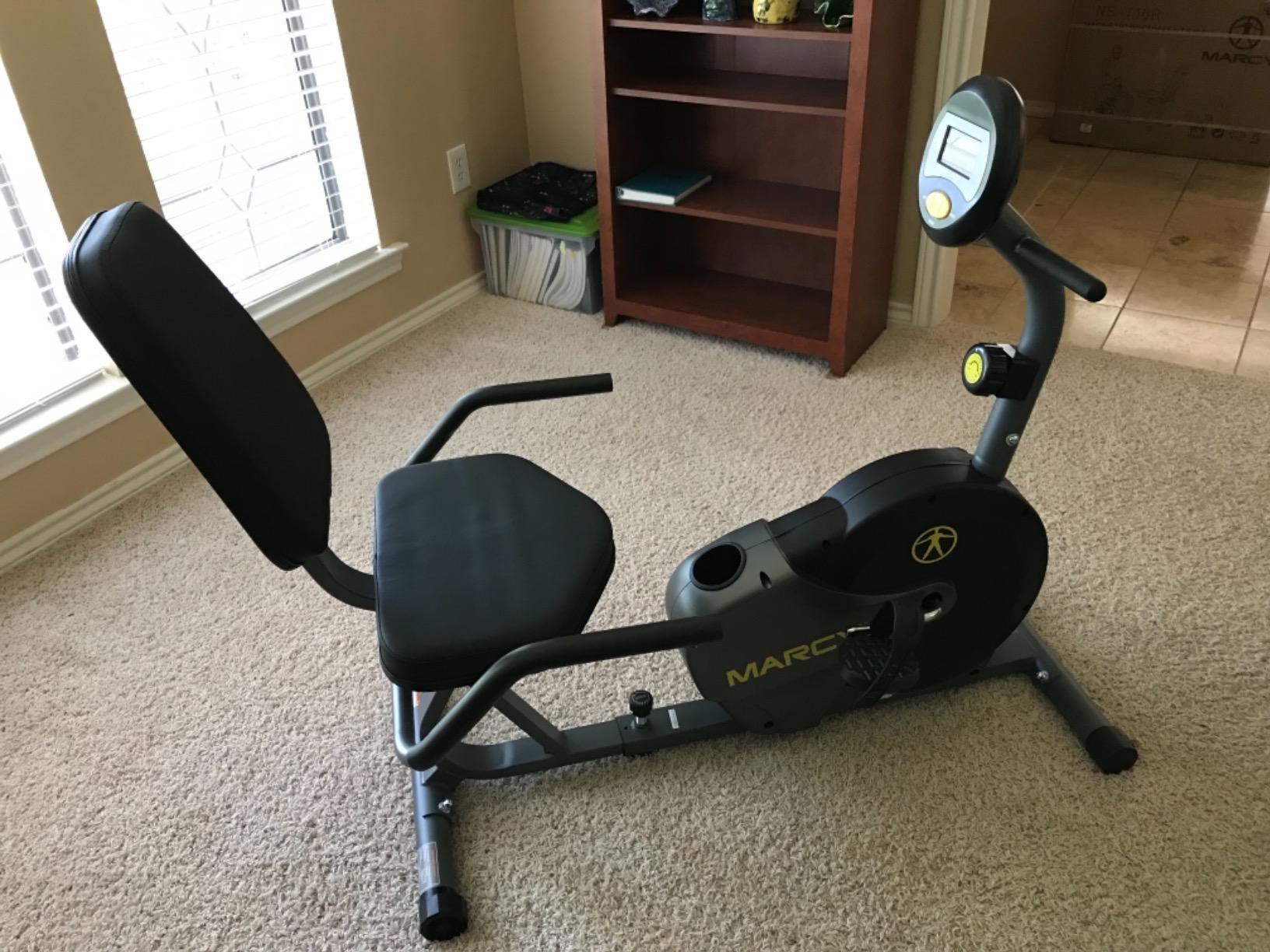 Marcy Magnetic Recumbent Bike with Adjustable Resistance and Transport Wheels NS-716R customer photo 2