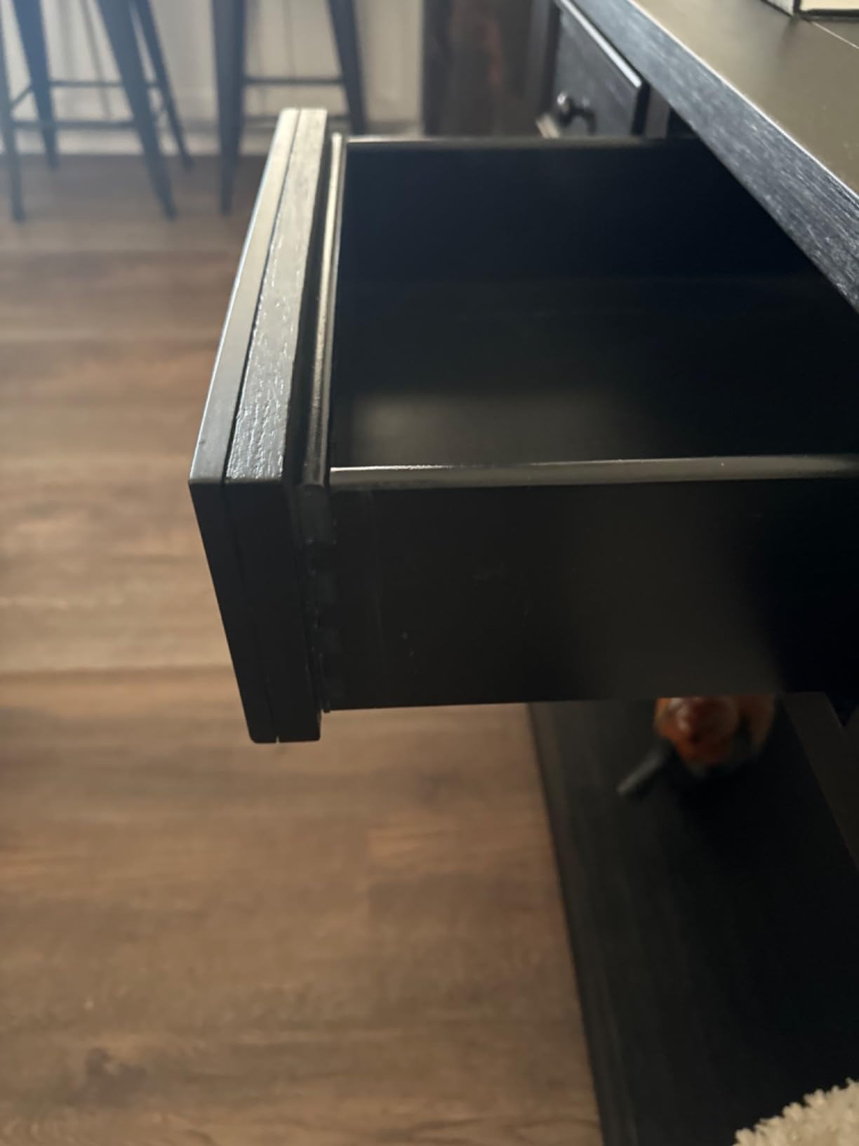 Signature Design by Ashley Gavelston Sofa Table, Couch Table with Drawers & Shelf, Hand-Finished Wood Console for Living Room or Entryway, Weathered Black customer photo 1