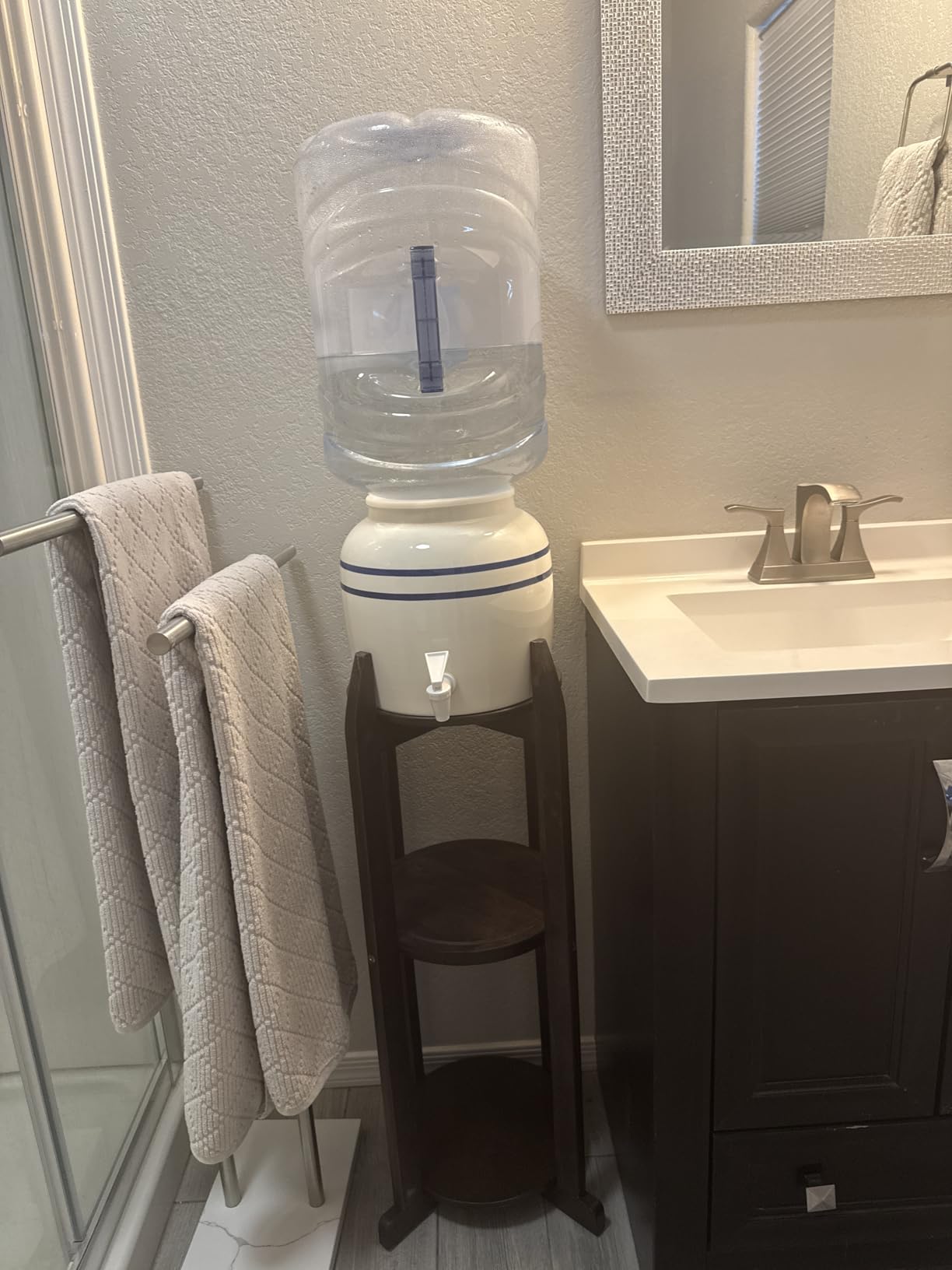 New Wave Enviro Porcelain Water Dispenser, Classic Blue Stripe customer photo 1