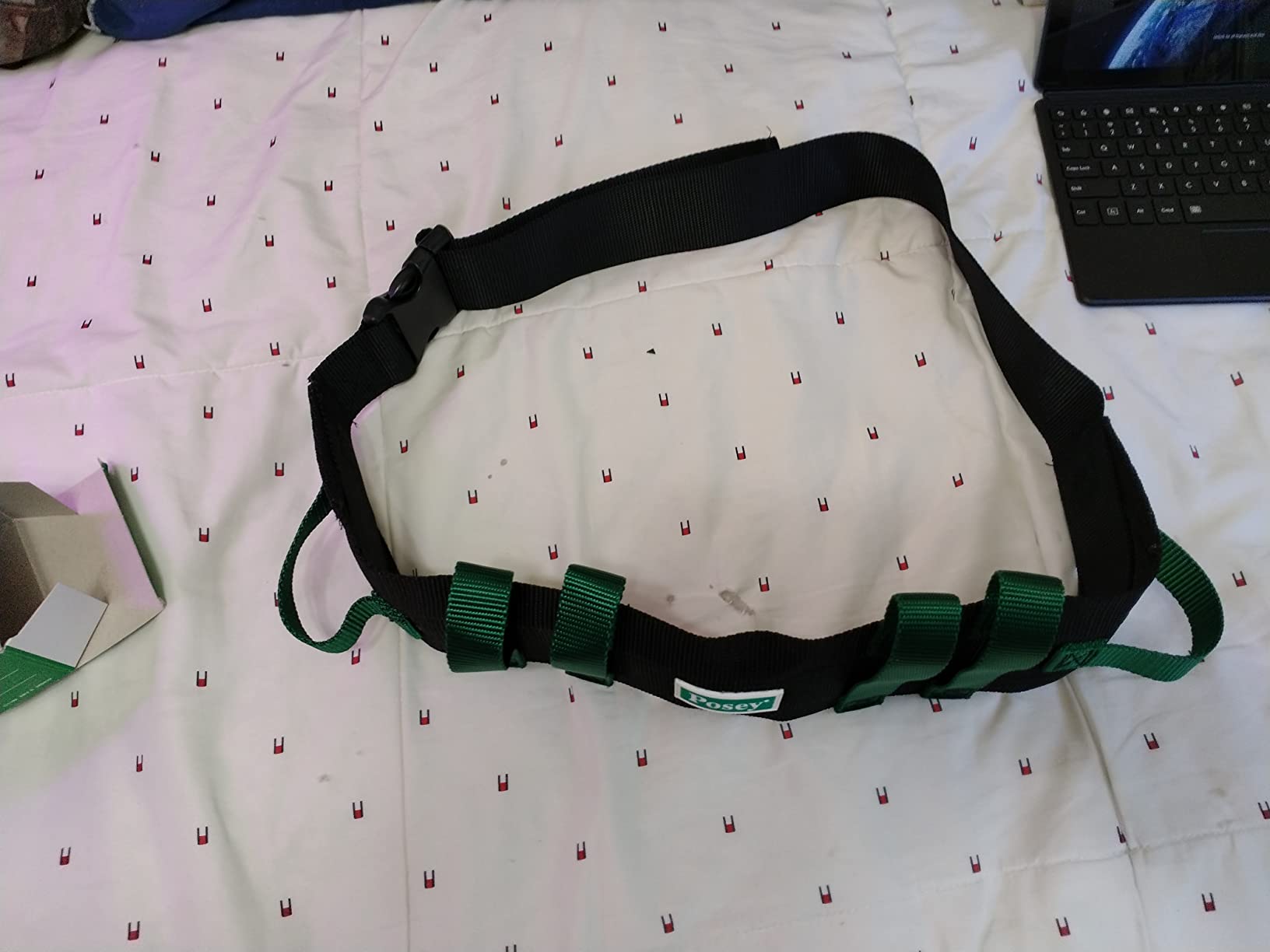 Posey 6537Q Transfer Belt, Black with Green Economy Model - Extra-Wide Soft Nylon - Washable Walking Belt & Gait Transfer Belt - Medical Supplies for Nurses, Therapists & Home Care Caregivers (6537Q) customer photo 1