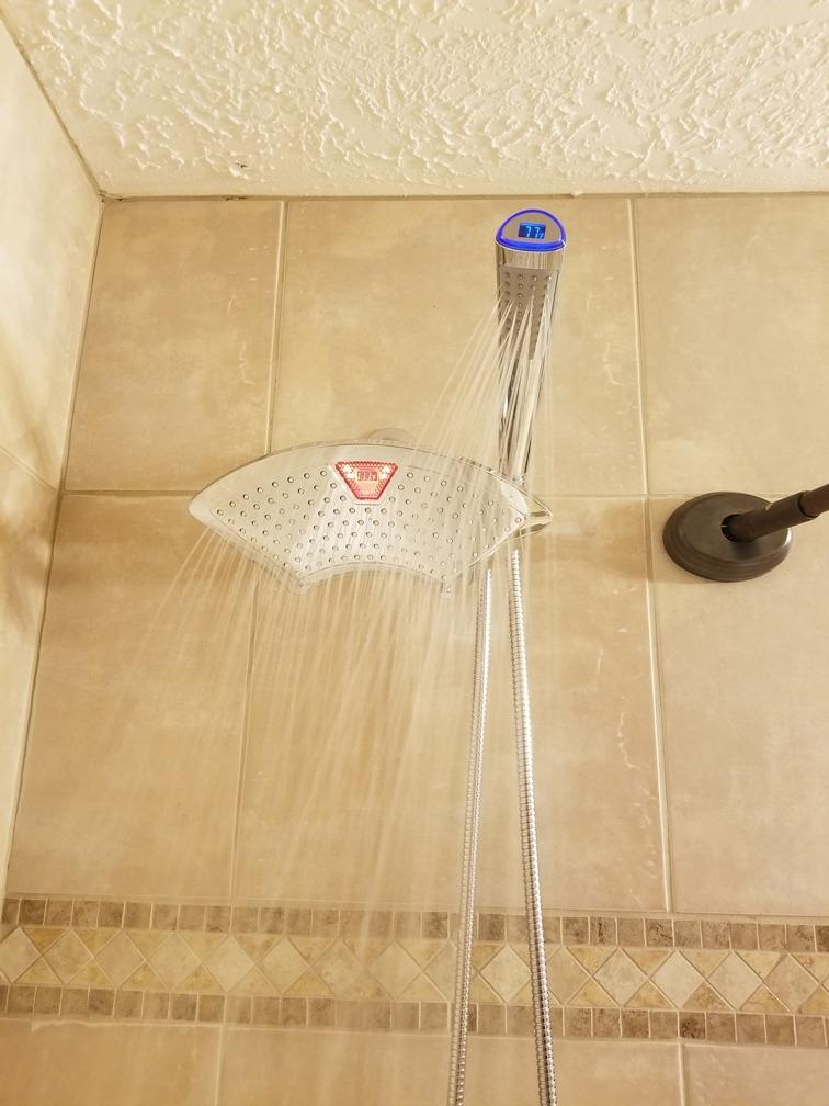 Dream Spa AquaFan 12 inch All-Chrome Rainfall-LED-Shower-Head with Color-Changing LED/LCD Temperature Display customer photo 1