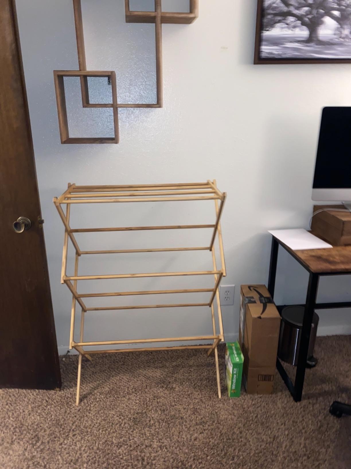 Home-it Wooden Clothes Drying Rack for Laundry - Collapsible Folding Bamboo Laundry Drying Rack, Heavy Duty Pre Assembled customer photo 1