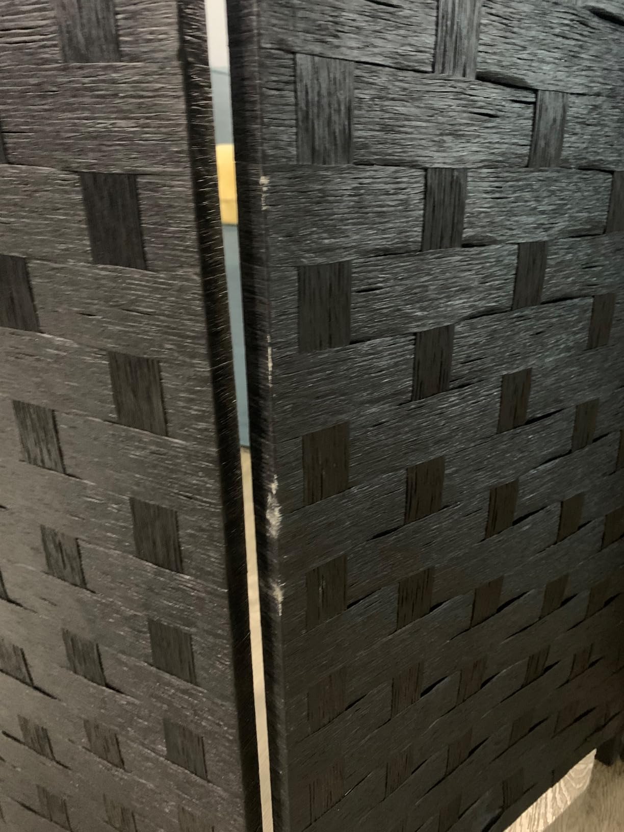 FDW 4-Panel Folding Room Divider | 6ft, Black | Light & Portable | Wooden Wall Divider with Hand Woven Mesh customer photo 1
