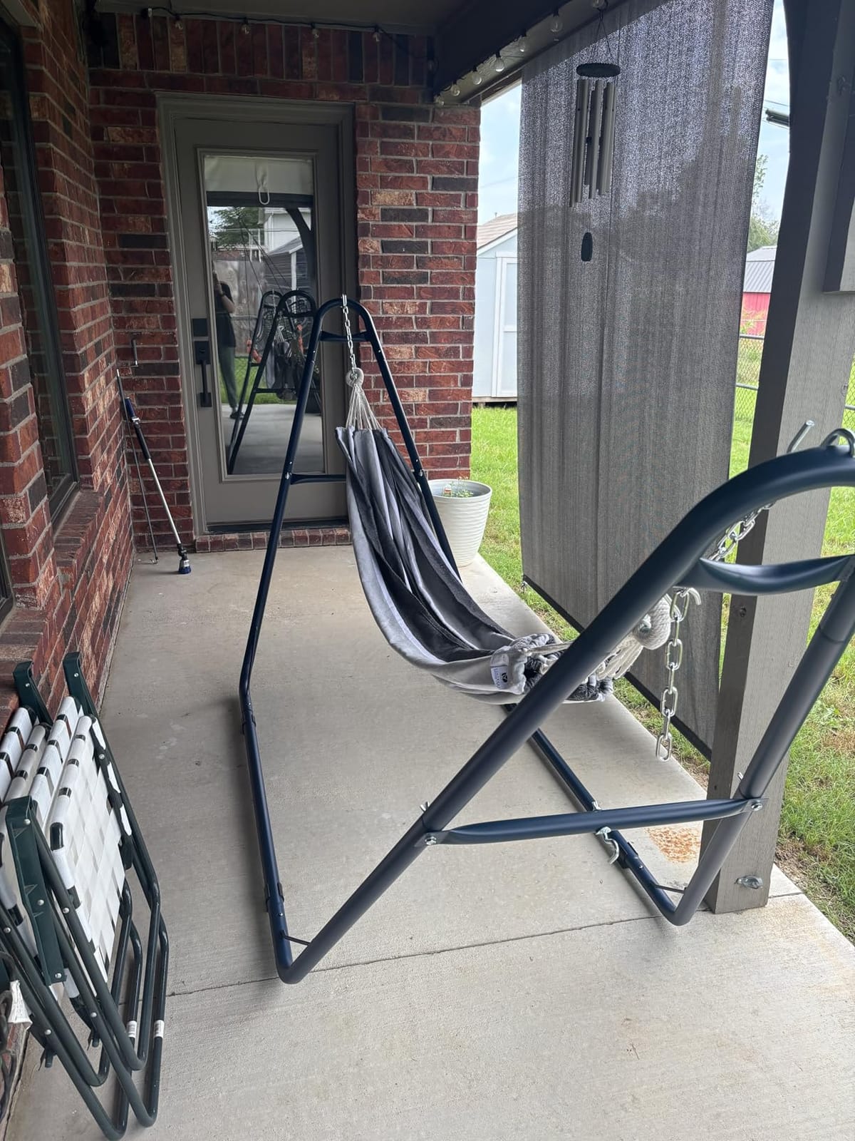 Sunnydaze Heavy-Duty Hammock Stand for Outside, 550 lb Capacity, Black | Rust-Resistant Steel Metal Double Hammock Frame, Fits 9-14 ft Hammocks, Tool-Free Setup, Chains & Hooks Included, 2 Person customer photo 1