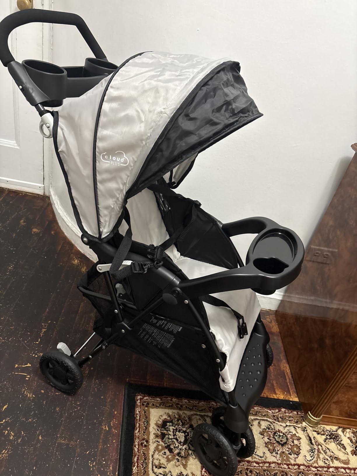 Kolcraft Cloud Plus Lightweight Umbrella Stroller for Toddlers with Reclining Seat, Large Storage Basket, Canopy, Infant & Parent Trays, Compact Fold for Summer Travel, Durable Frame, Slate Gray customer photo 1