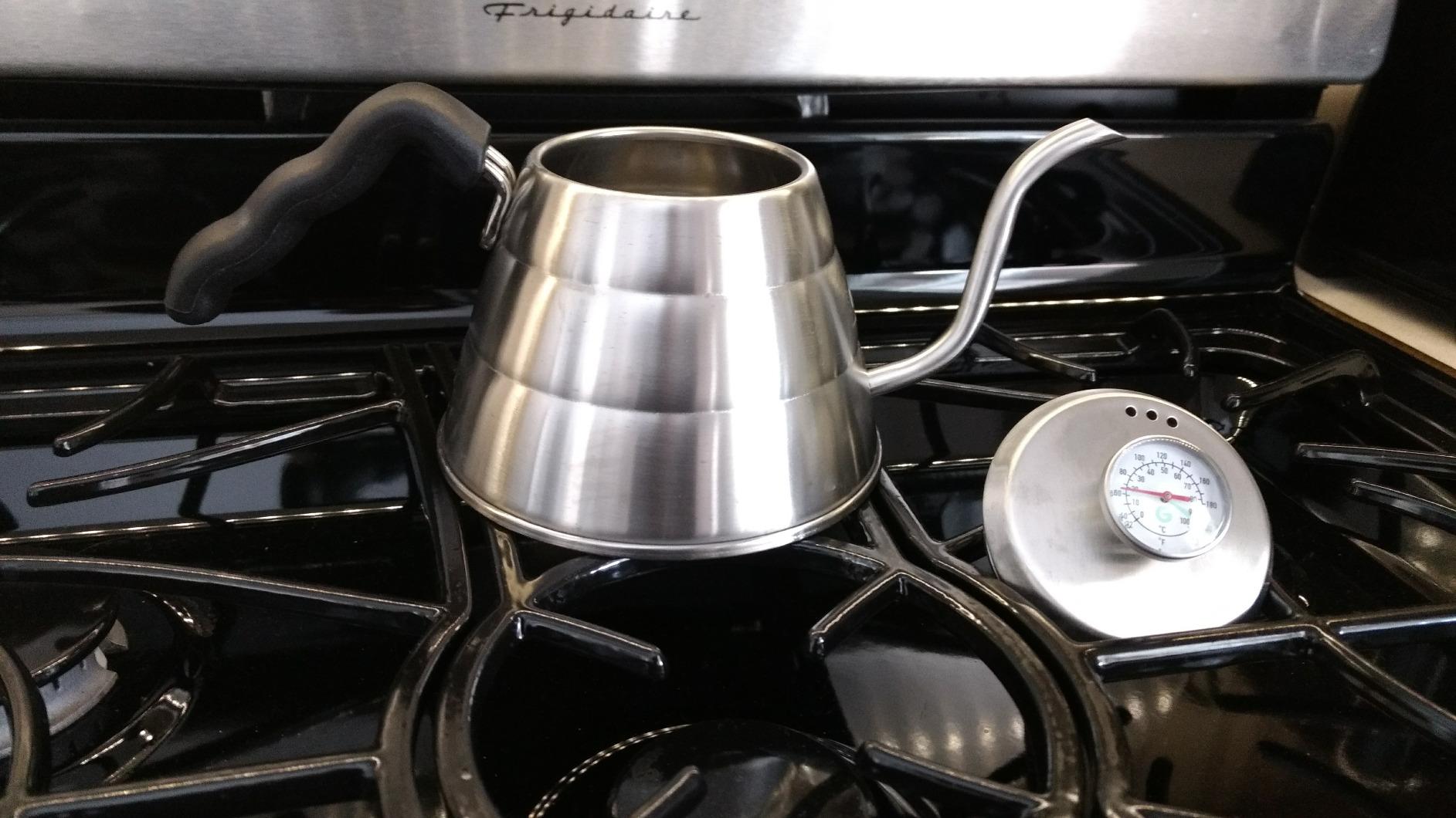 Coffee Gator Gooseneck Kettle with Thermometer - 40oz | Stainless Steel Pour Over Maker, Stove Top, w/Precision Drip Spout, for Drip Coffee, French Press, Tea Kettle, 5 Cup, 1.2L customer photo 1