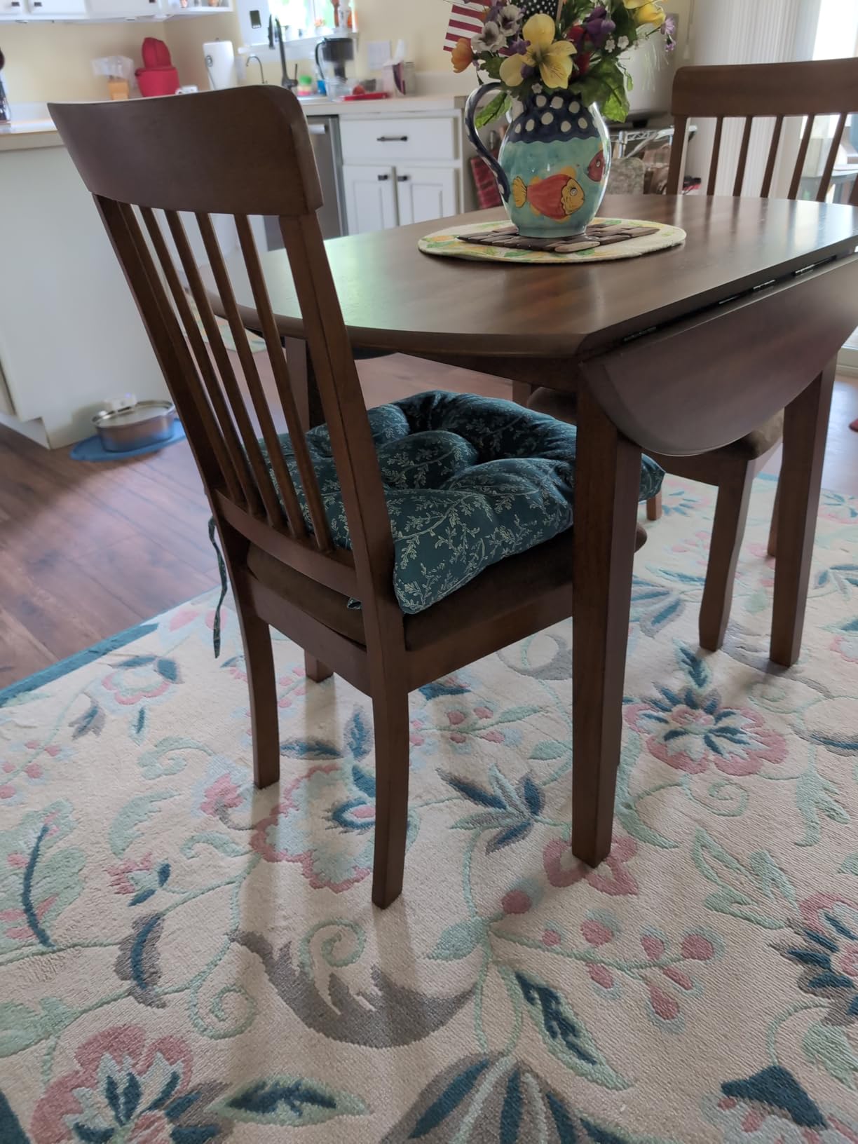 Signature Design by Ashley Small Round Drop Leaf Dining Table, Brown | Dual-hinged 36-inch extendable top for compact spaces, Made of veneers, wood and engineered wood, Hammis Series customer photo 1
