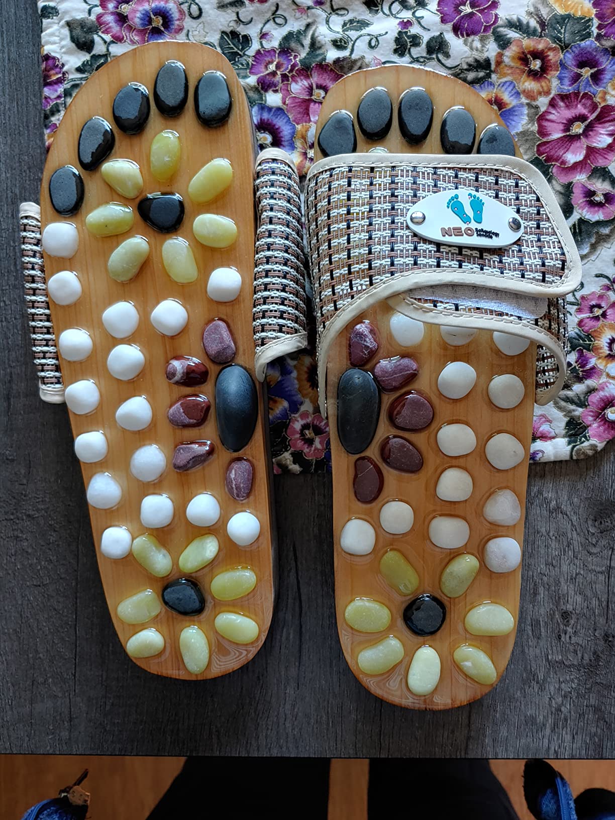Acupressure Massage Slippers with Earth Stone, Therapeutic Reflexology Sandals for Health Pressure Point Acupoint Massager Shiatsu Arch Sore Feet Pain Relief and Wellness Gifts customer photo 2