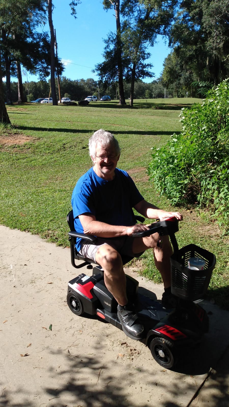 Drive Medical Spitfire Scout 4-Wheel Power Travel Scooter, Red and Blue | Power Travel Scooter Offers an Extended 15 Mile Range Battery for Luxury On-the-Go Mobility and Travel customer photo 1