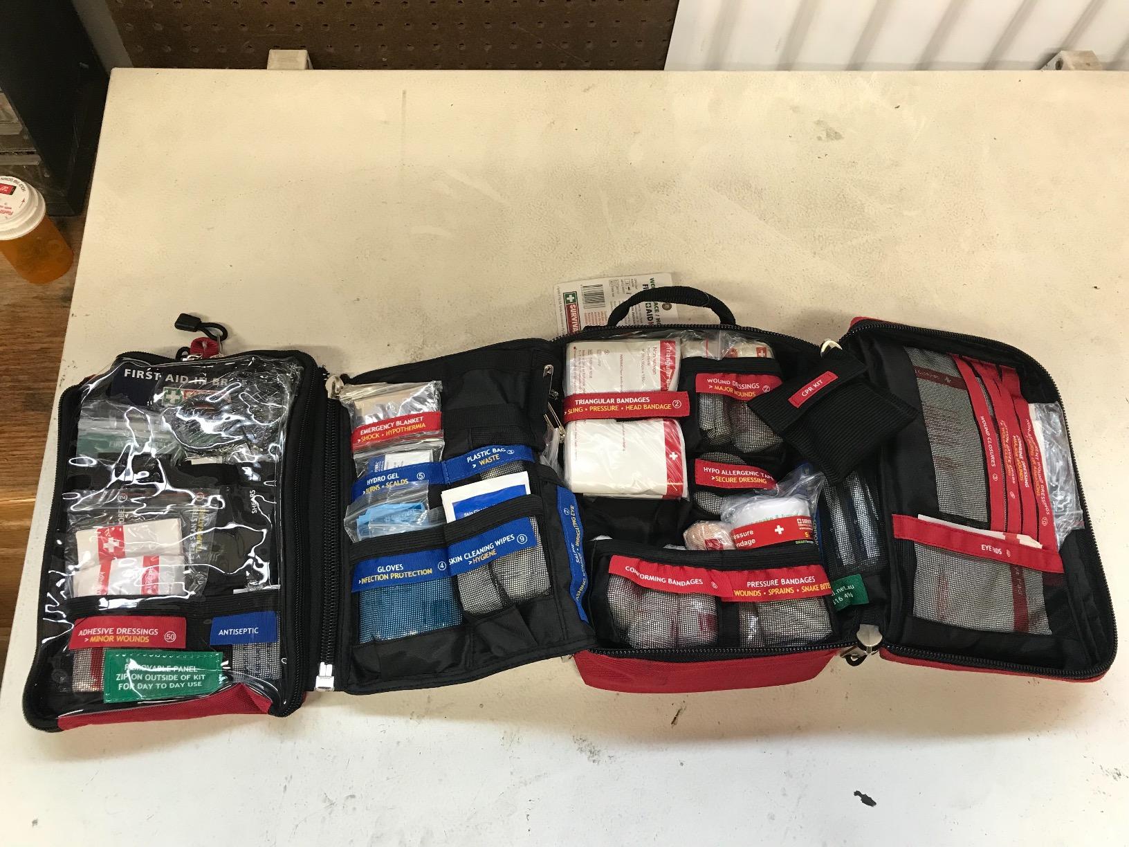 SURVIVAL Large First Aid Kit, 142-Piece Emergency Response System | Color-coded organization, water-resistant, home, workplace & outdoor readiness, major & minor wound care customer photo 1