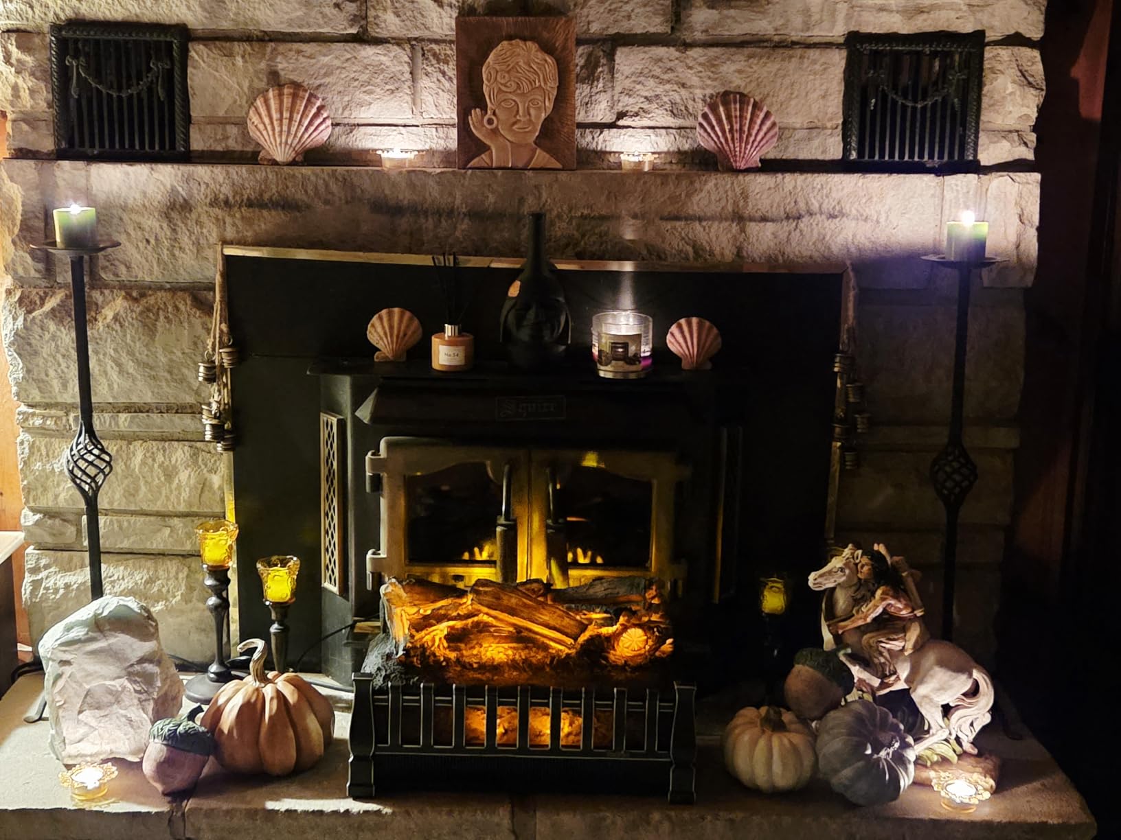 duraflame Electric Log Set 1,000 Sq Ft Heater, Faux Logs Insert with Infrared Flames for Existing Fireplaces, Remote Control Included customer photo 2