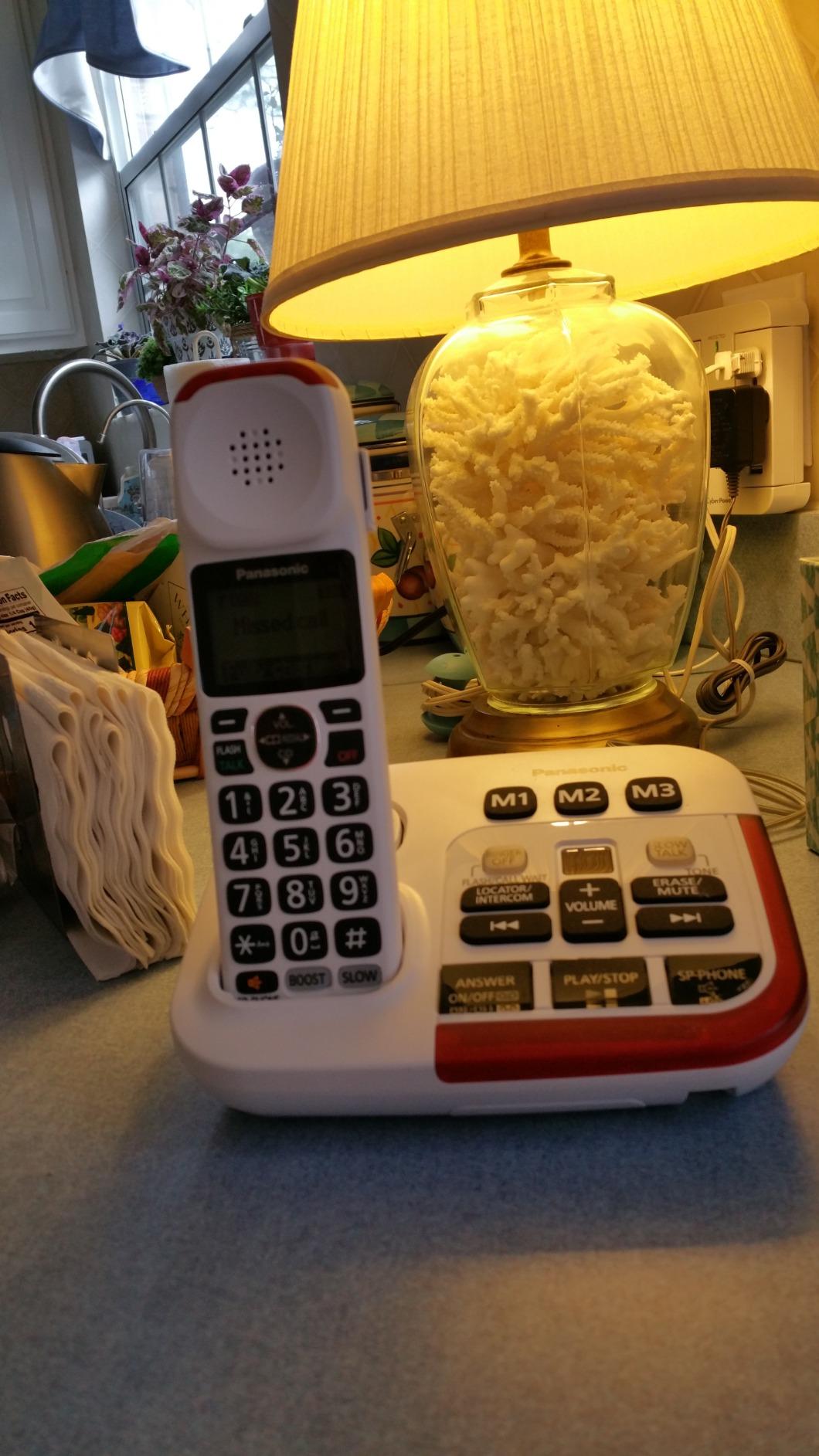 Panasonic 1 Handset Amplified Cordless Phone with Slow Talk, 50dB Volume Boost, 112dB Loud Visual Ringer, Hearing Aid Compatibility, Large Screen and Backlit Keypad - KX-TGM450S (Silver) customer photo 1