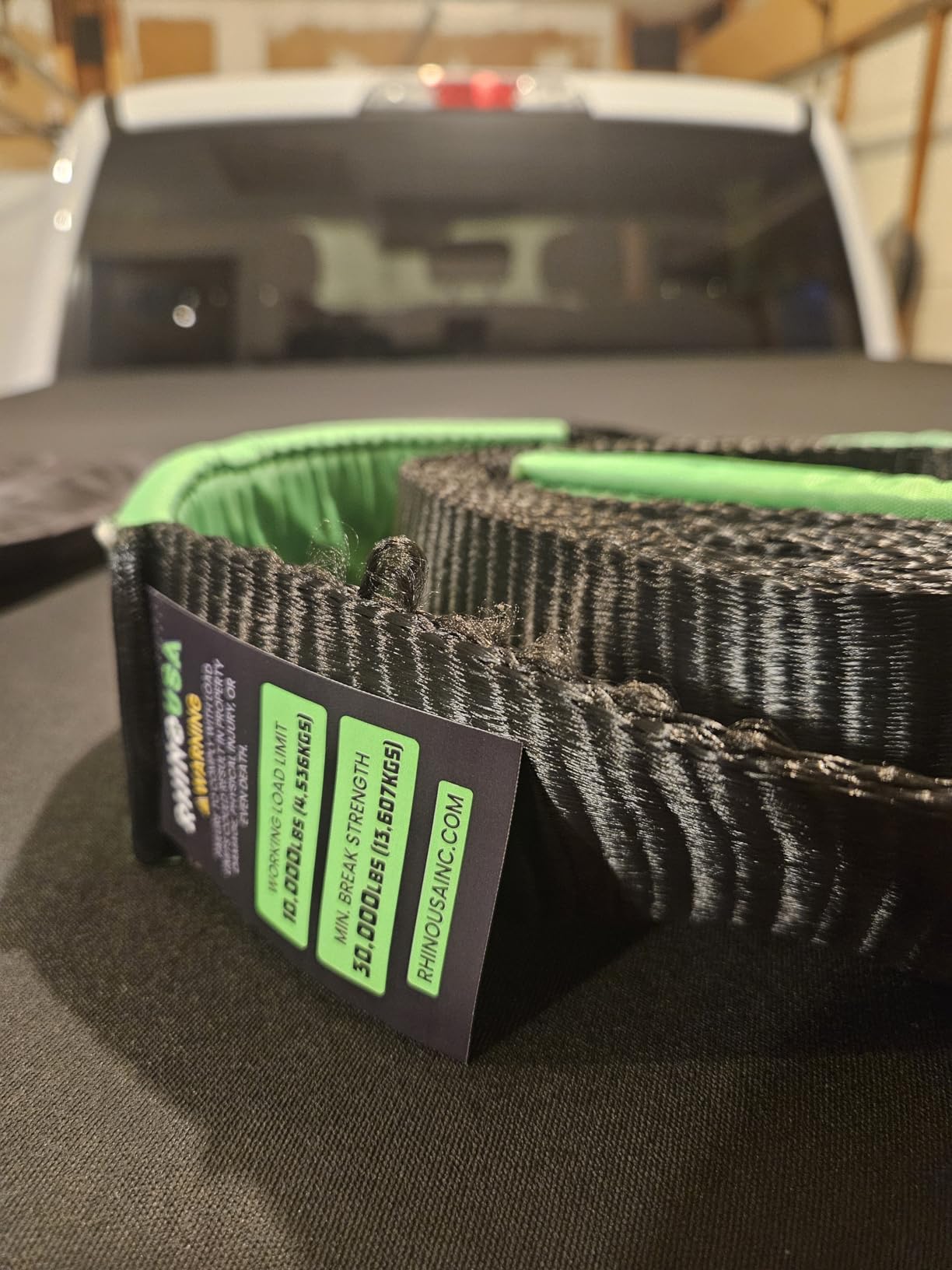 Rhino USA Recovery Tow Strap (3in x 20ft) - 31,518lb Heavy Duty Towing | 31,518lb Break Strength Emergency Tow Strap. Heavy Duty Towing Rope for Truck, UTV, ATV & Jeep Offroad Recovery. Black customer photo 1
