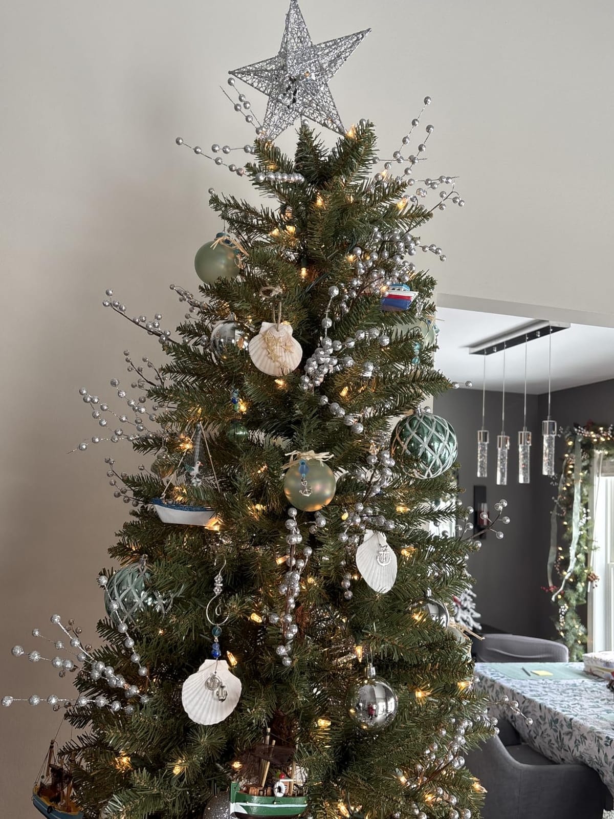 Puleo International 7.5ft Pre-Lit Fraser Fir Pencil Christmas Tree with 350 Clear Lights, 1188 Realistic Dense Branch Tips, Easy Setup Artificial Trees with Sturdy Metal Stand customer photo 2
