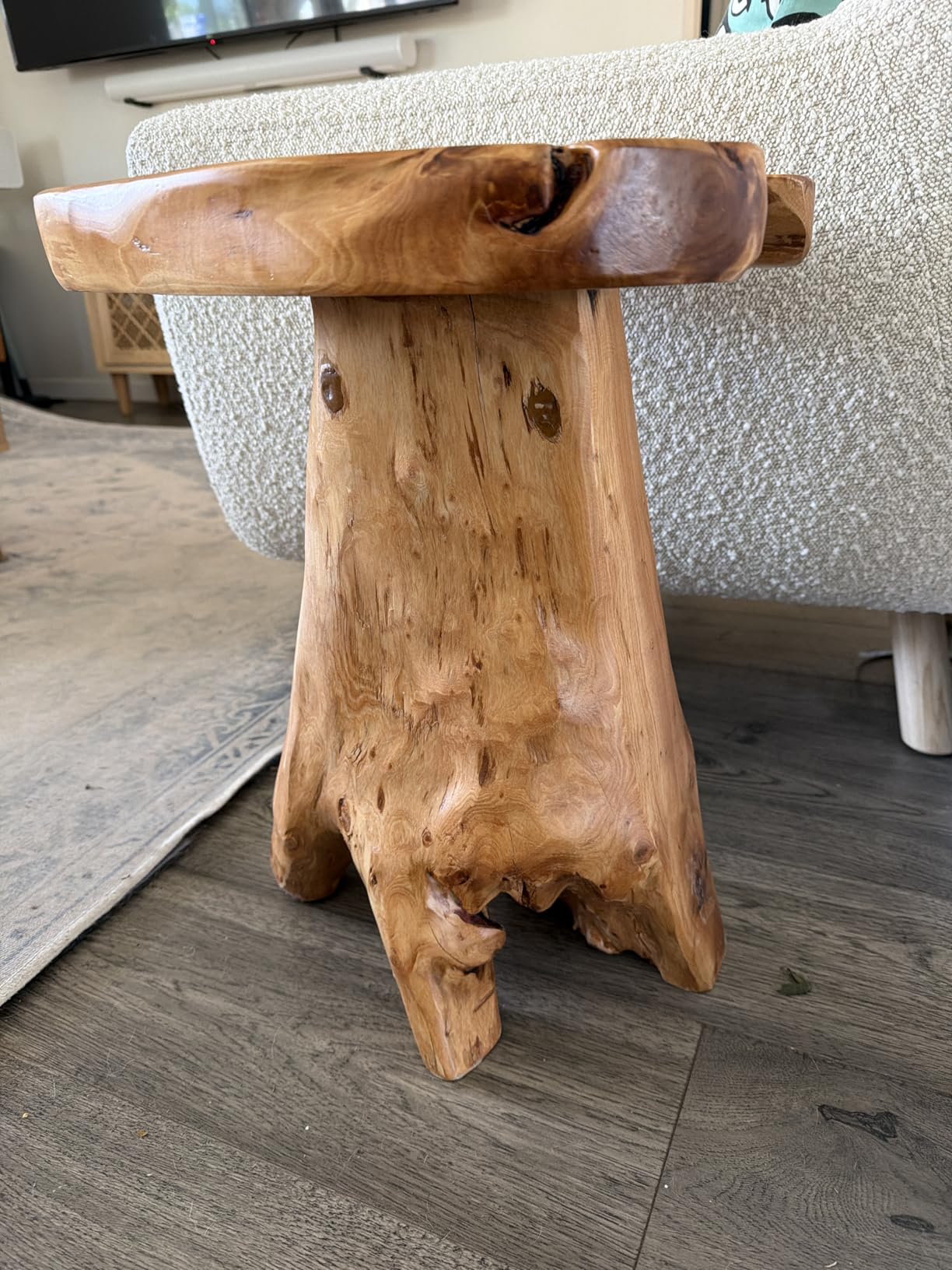 WELLAND Solid Wood Pedestal End Table, 19