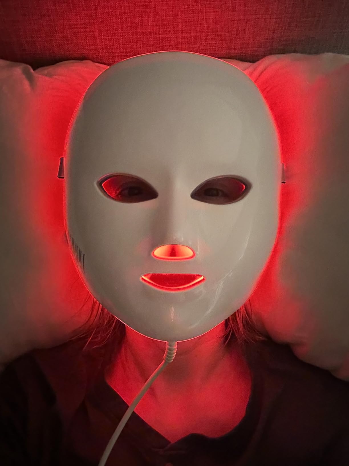 NEWKEY 4D LED Red Light Therapy Mask for Face Skin Glowing,630nm Led Light Therapy Face Mask Anti Wrinkle, Blue Light Therapy Face Mask for Acne,Home use,450 LED Chips,Birthday gift,Plug in customer photo 2