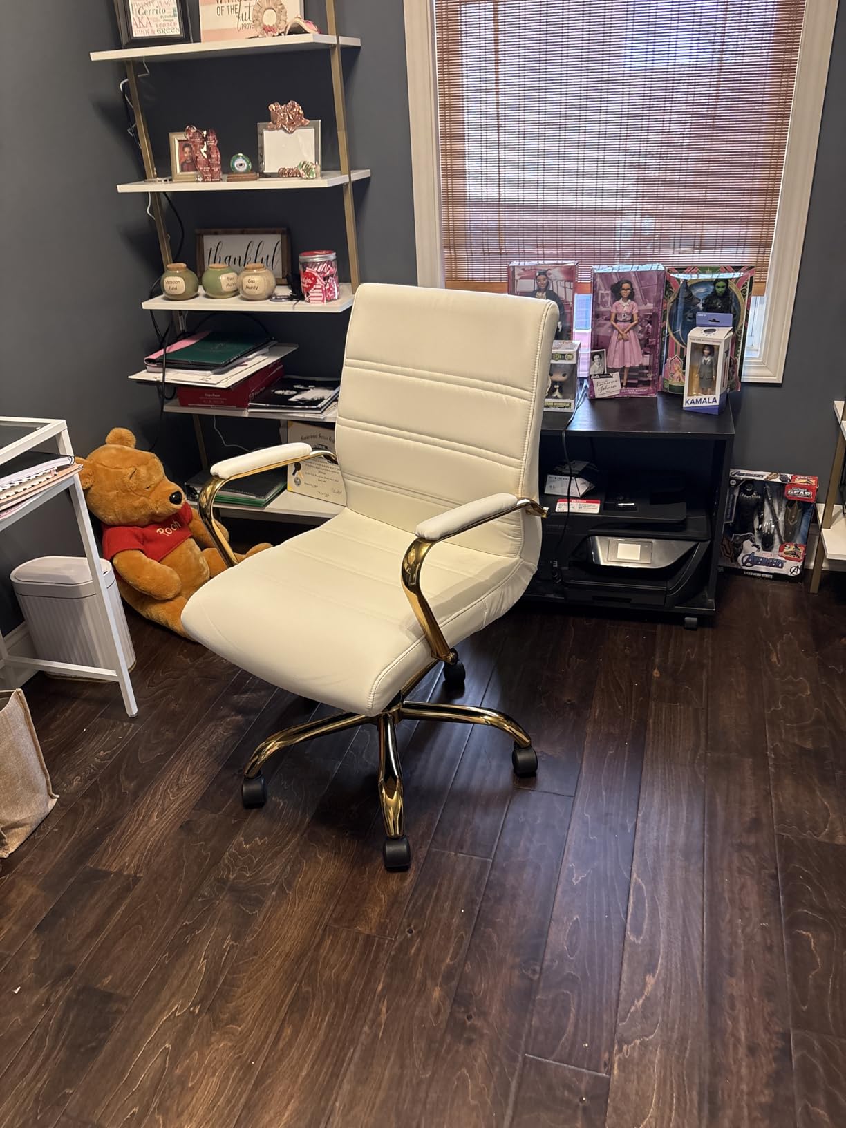 Flash Furniture Whitney Mid-Back Swivel LeatherSoft Desk Chair with Padded Seat and Armrests, Adjustable Height Padded Office Chair, Black customer photo 2