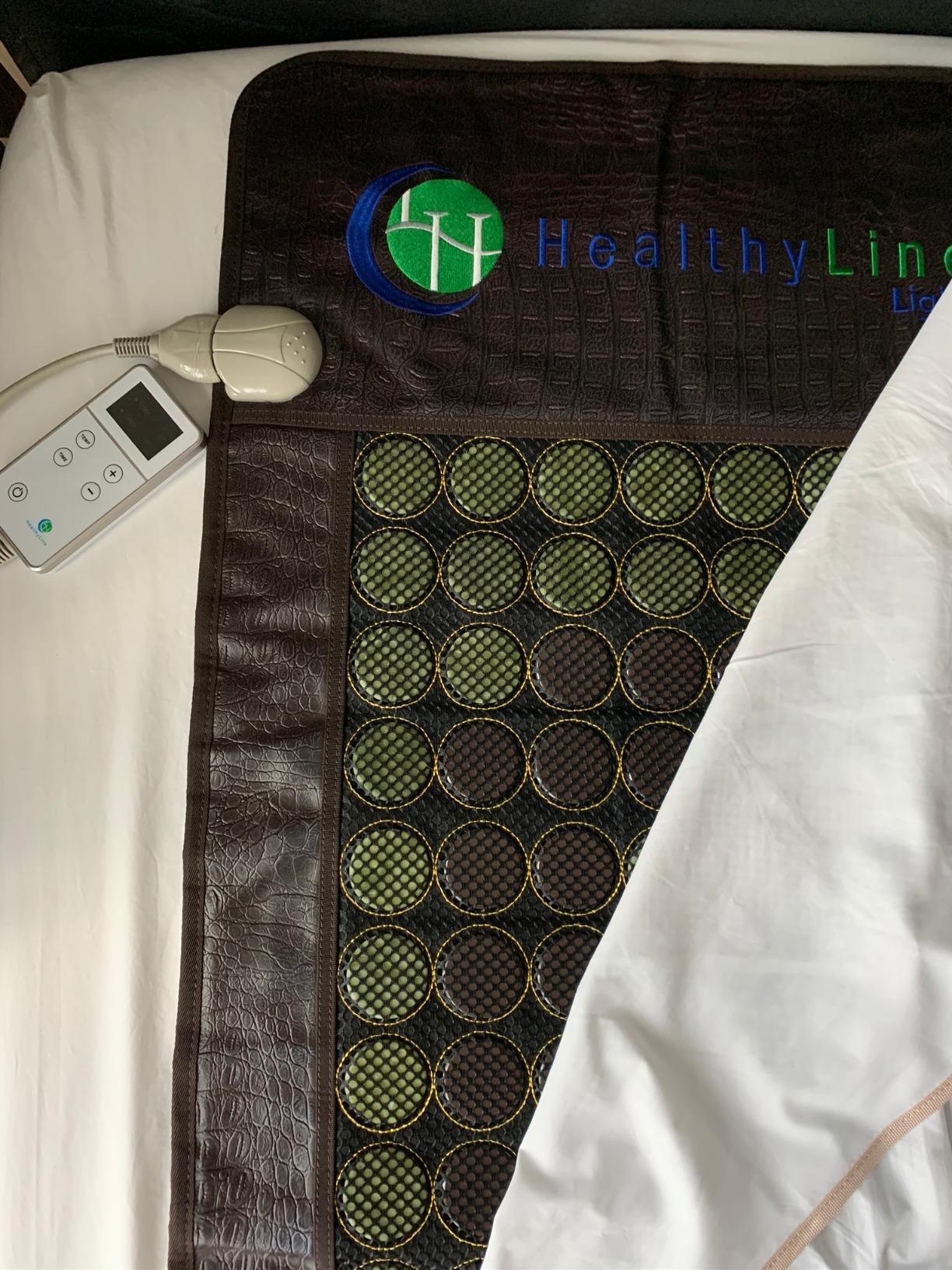 HealthyLine Far Infrared Heating Mat for Back & Neck, 72x24 - Full-body coverage, 2 natural gemstones, 14 lb weighted design, Light mesh construction, Massage-table compatible customer photo 2