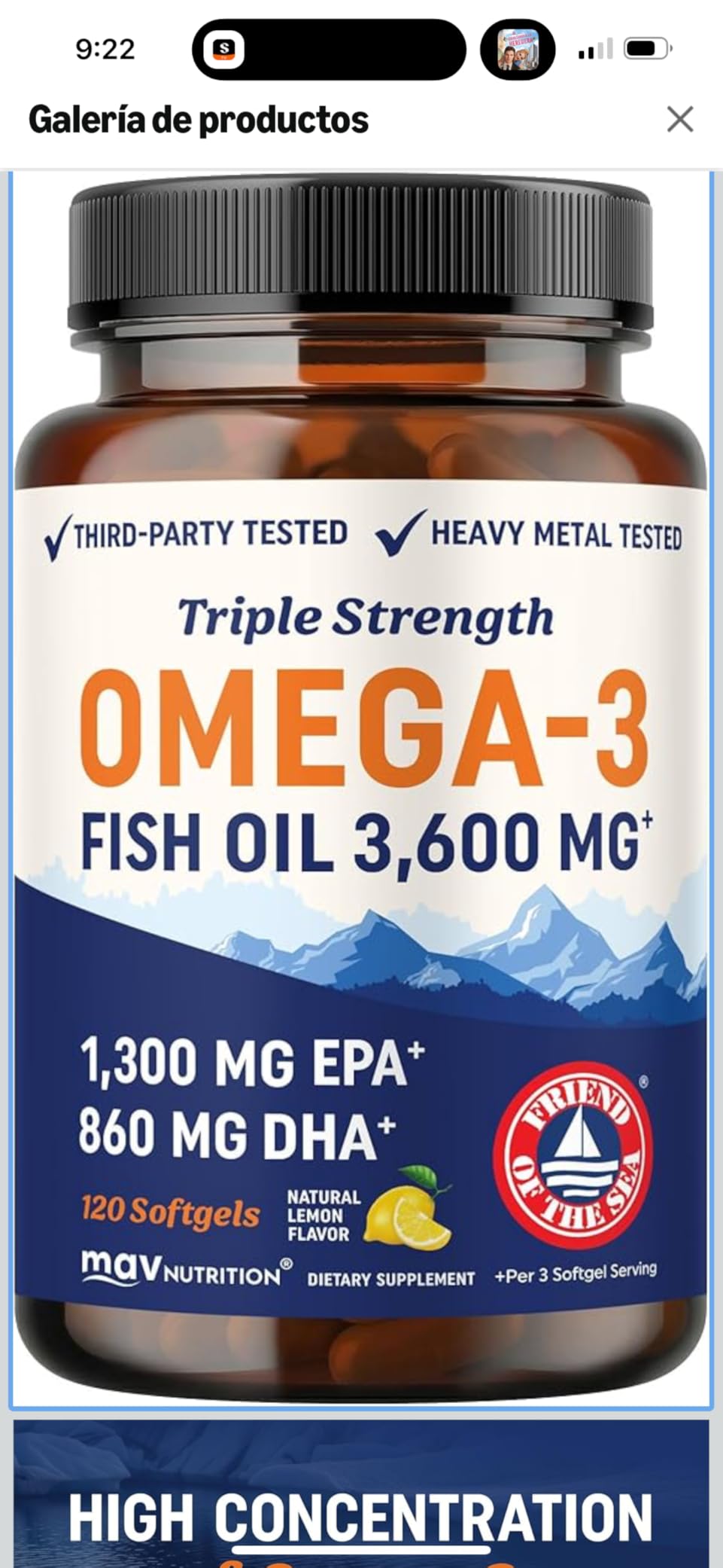 Triple Strength Omega 3 Fish Oil 3600 mg, EPA & DHA, Over 2100mg Omega-3 | 1300mg EPA + 860mg DHA, Doctor-Formulated, Best Essential Fatty Acids, Premium Wild Caught & Burpless Fish Oil, 120 Softgels customer photo 2