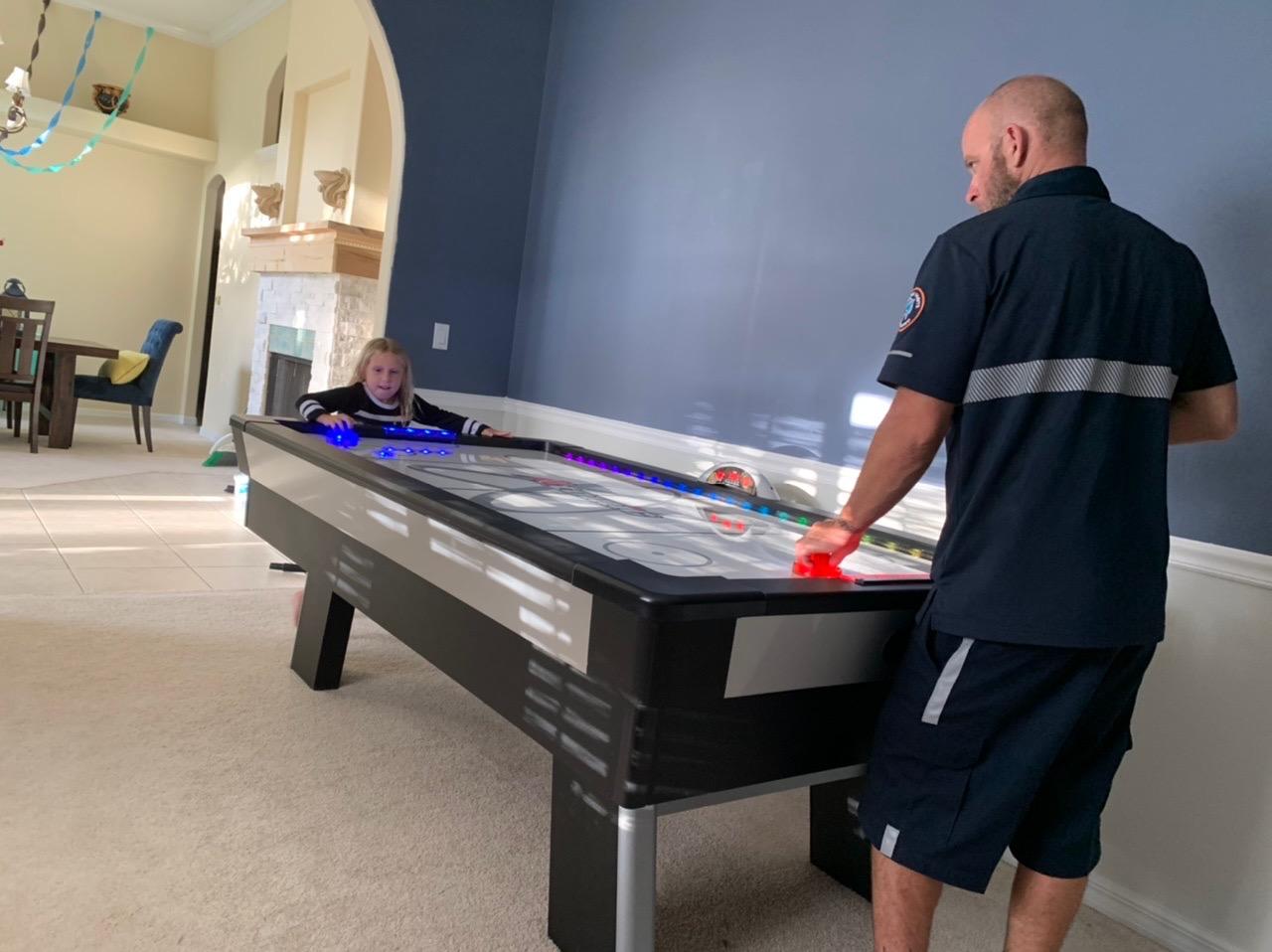 Atomic Top Shelf 7.5 ft Air Hockey Table - Arcade Style Table with 120V High-Power Motor, LED Lumen-X Lighting, High-Speed PVC Play Surface and LED Accessories customer photo 1