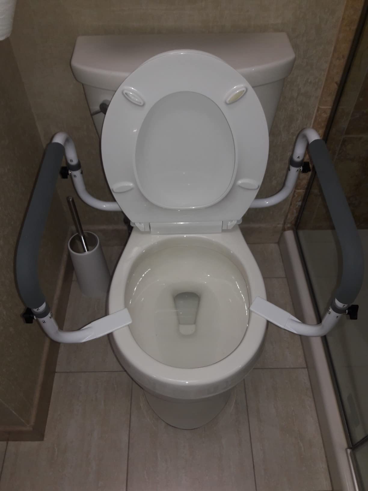 Vive Toilet Safety Rail - Adjustable Grab Bar - Compact Support Frame | Handrail for Bathroom Toilet Seat - Easy Installation for Handicap Senior Bariatrics, Elderly Balance - Padded Hand Armrest customer photo 1