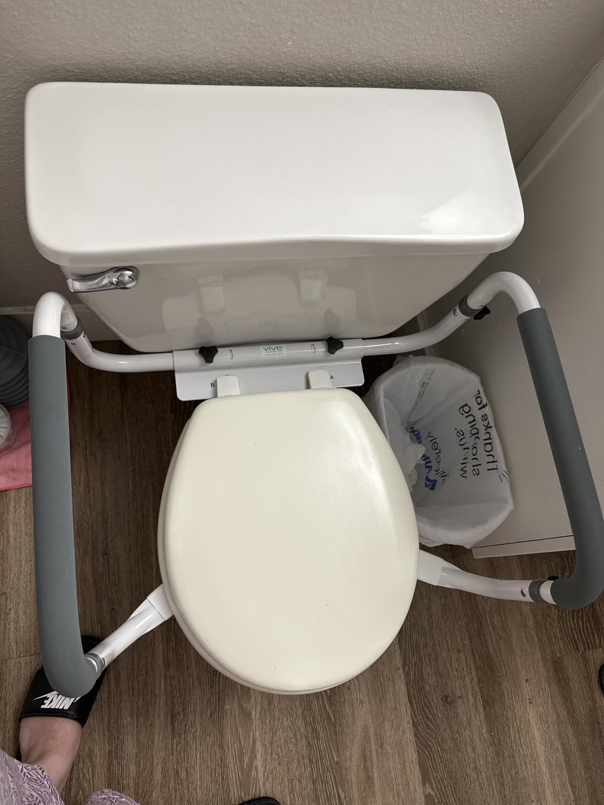 Vive Toilet Safety Rail - Adjustable Grab Bar - Compact Support Frame | Handrail for Bathroom Toilet Seat - Easy Installation for Handicap Senior Bariatrics, Elderly Balance - Padded Hand Armrest customer photo 2