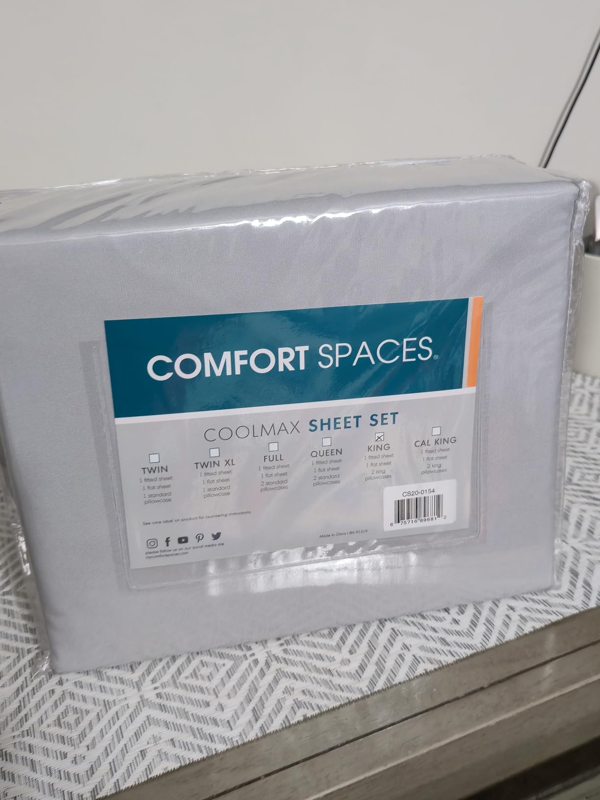 Coolmax Moisture Wicking Cooling Sheet Set, Queen 4 Piece | Wrinkle Free, Deep Pocket Fits Up to 16