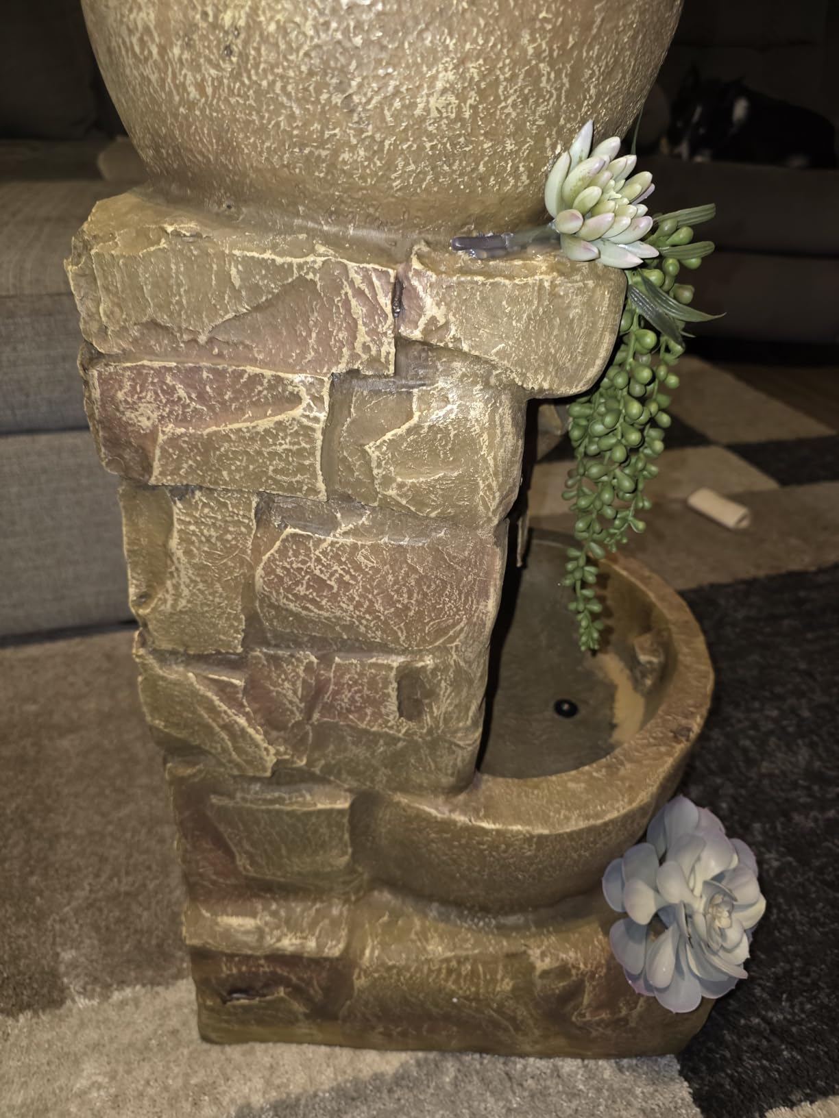 Teamson Home 33.25 in. Cascading Bowls and Stacked Stones LED Outdoor Water Fountain for Gardens, Landscaping, Patios, Balconies, and Lawns for a Calming Oasis in Outdoor Living Spaces, Stone Gray | LED Lights, 3-Tier Cascading Waterfall, Weather-Resistant Resin, For Garden, Patio, Porch, Backyard customer photo 2
