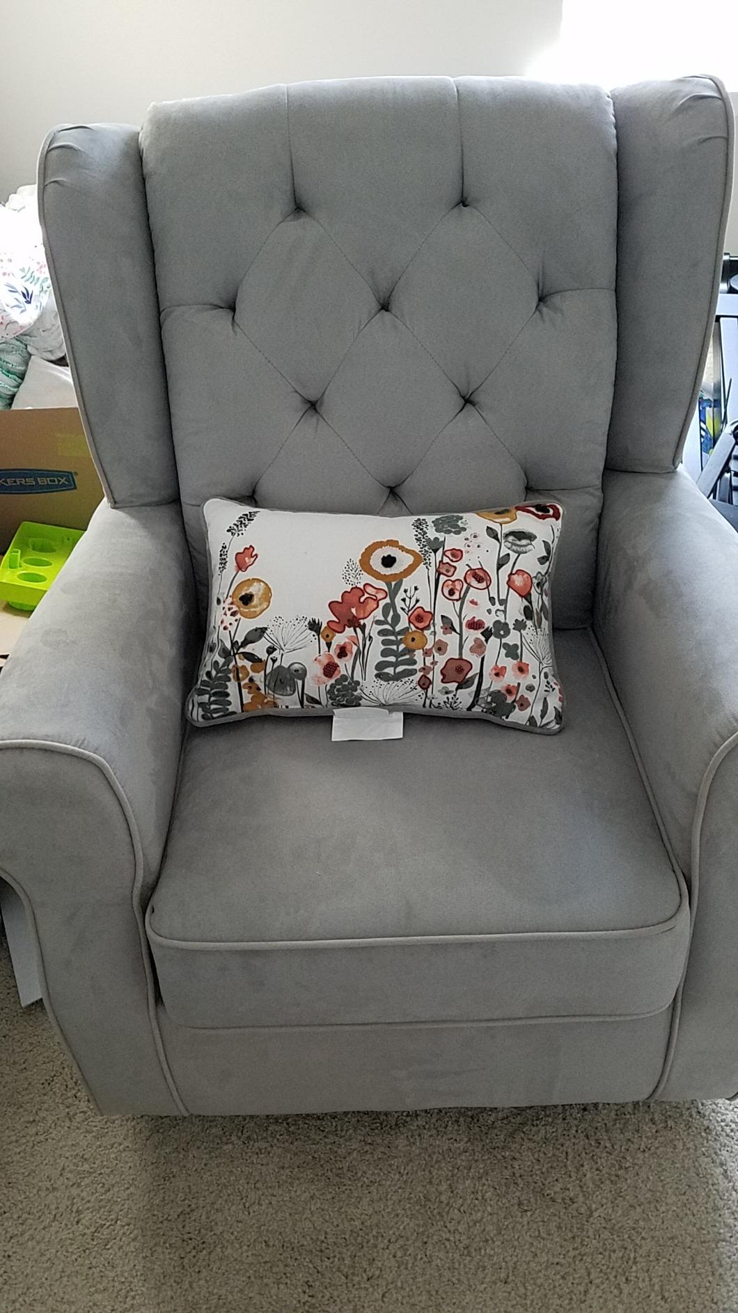 Delta Children Emerson Upholstered Glider Swivel Rocker Chair, Dove Grey with Soft Grey Welt customer photo 2