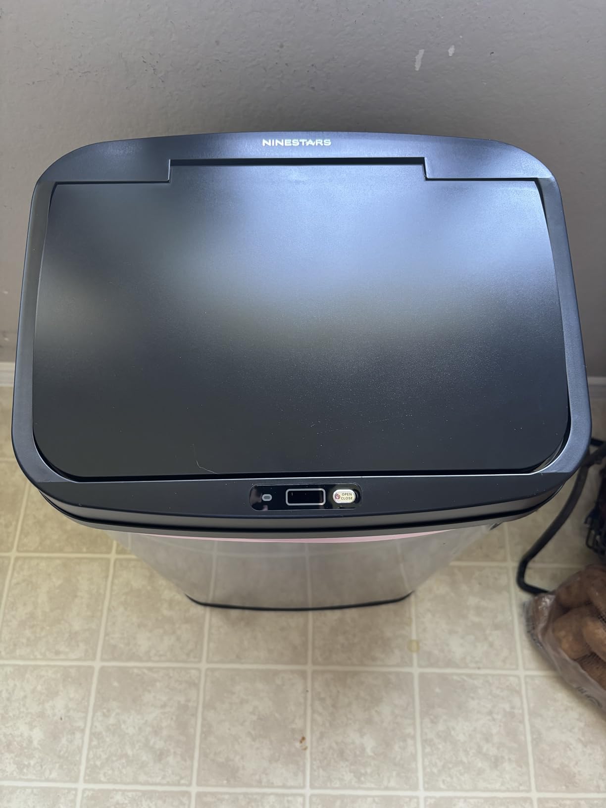 Ninestars 13 Gallon Automatic Trash Can, 50L Touchless Motion Sensor Garbage Can with Odor-Sealing Lid, Rectangular Stainless Steel, Black Trim customer photo 1